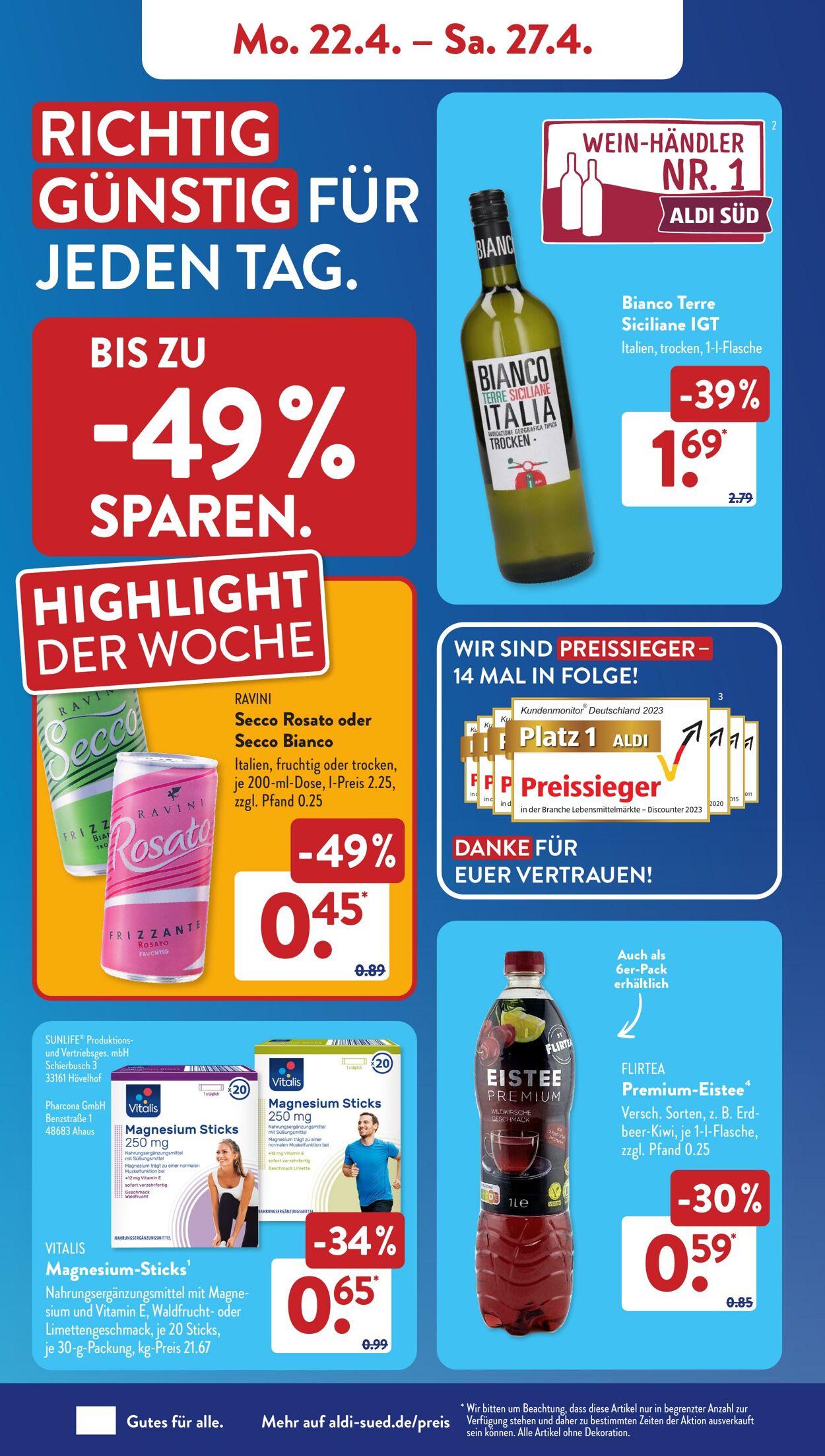 Prospekt ALDI SÜD 22.04.2024 - 27.04.2024