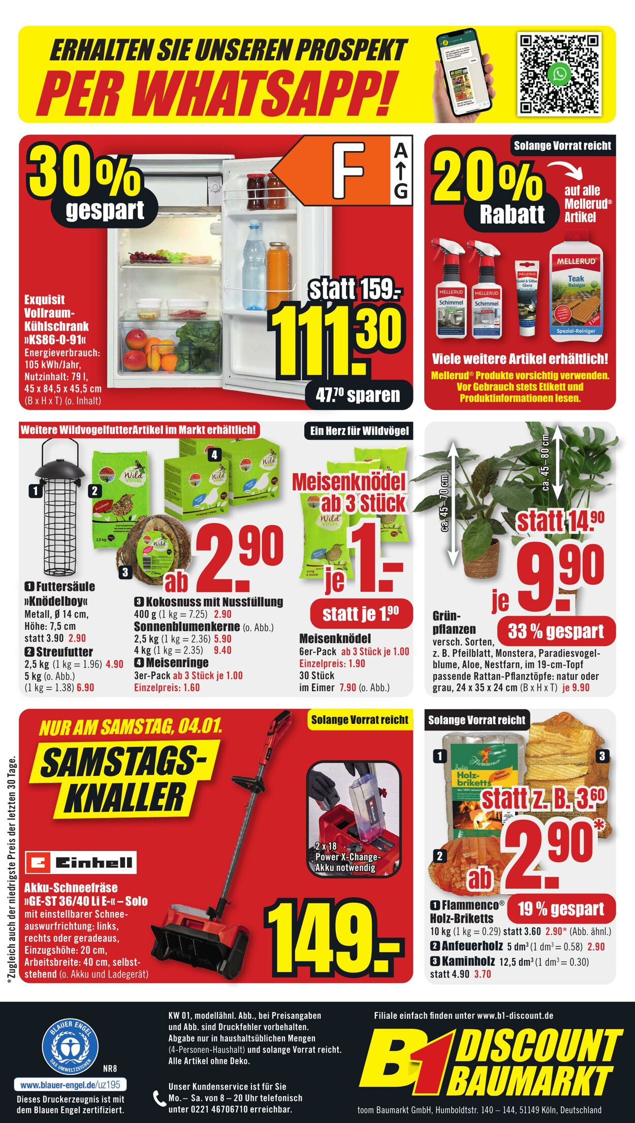 Prospekt B1 Discount Baumarkt 28.12.2024 - 03.01.2025