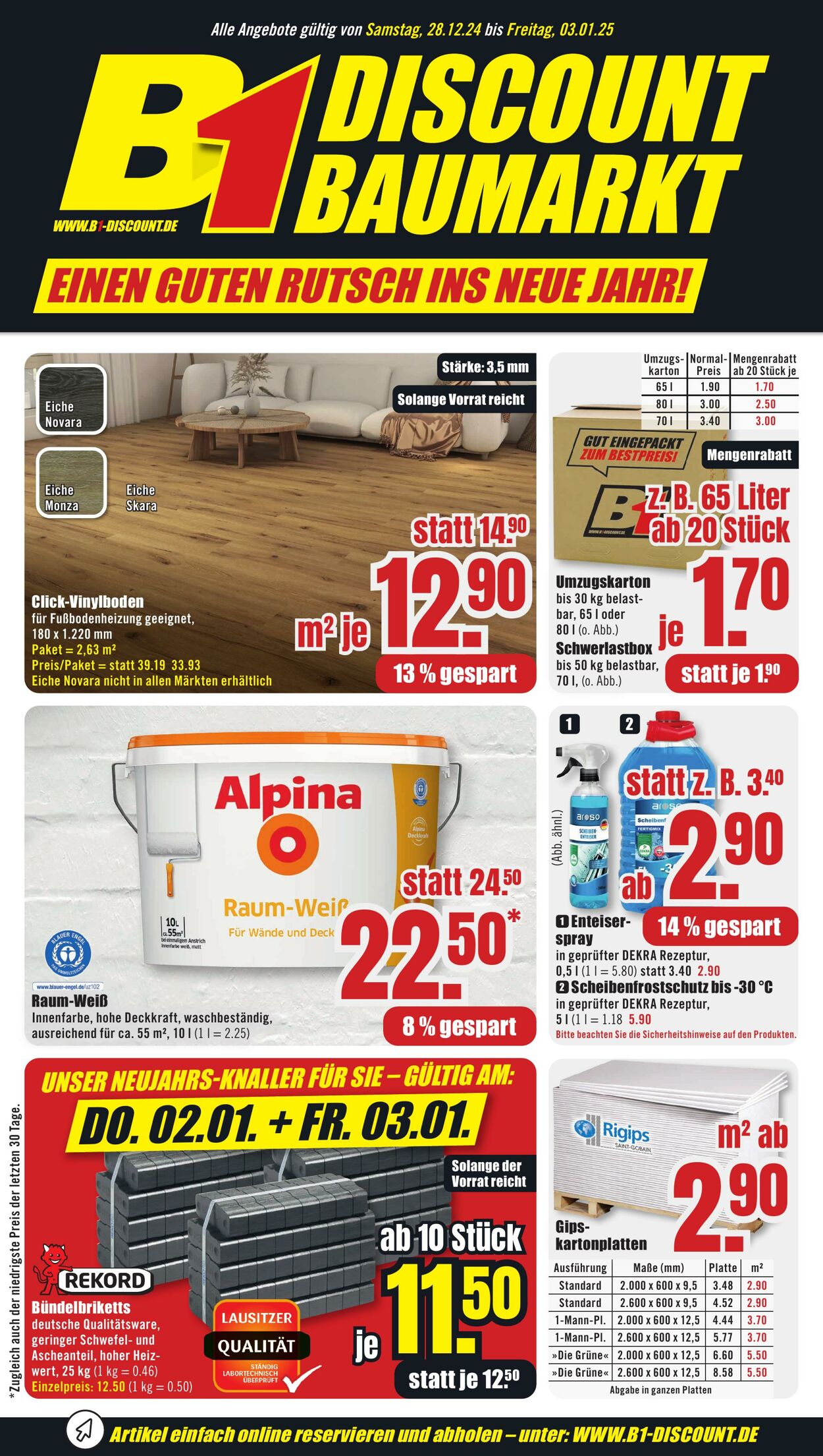 Prospekt B1 Discount Baumarkt 28.12.2024 - 03.01.2025