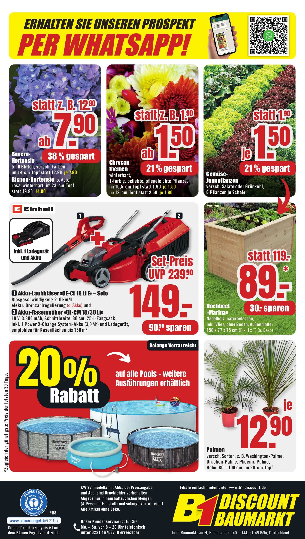 Prospekt B1 Discount Baumarkt 03.08.2024 - 09.08.2024