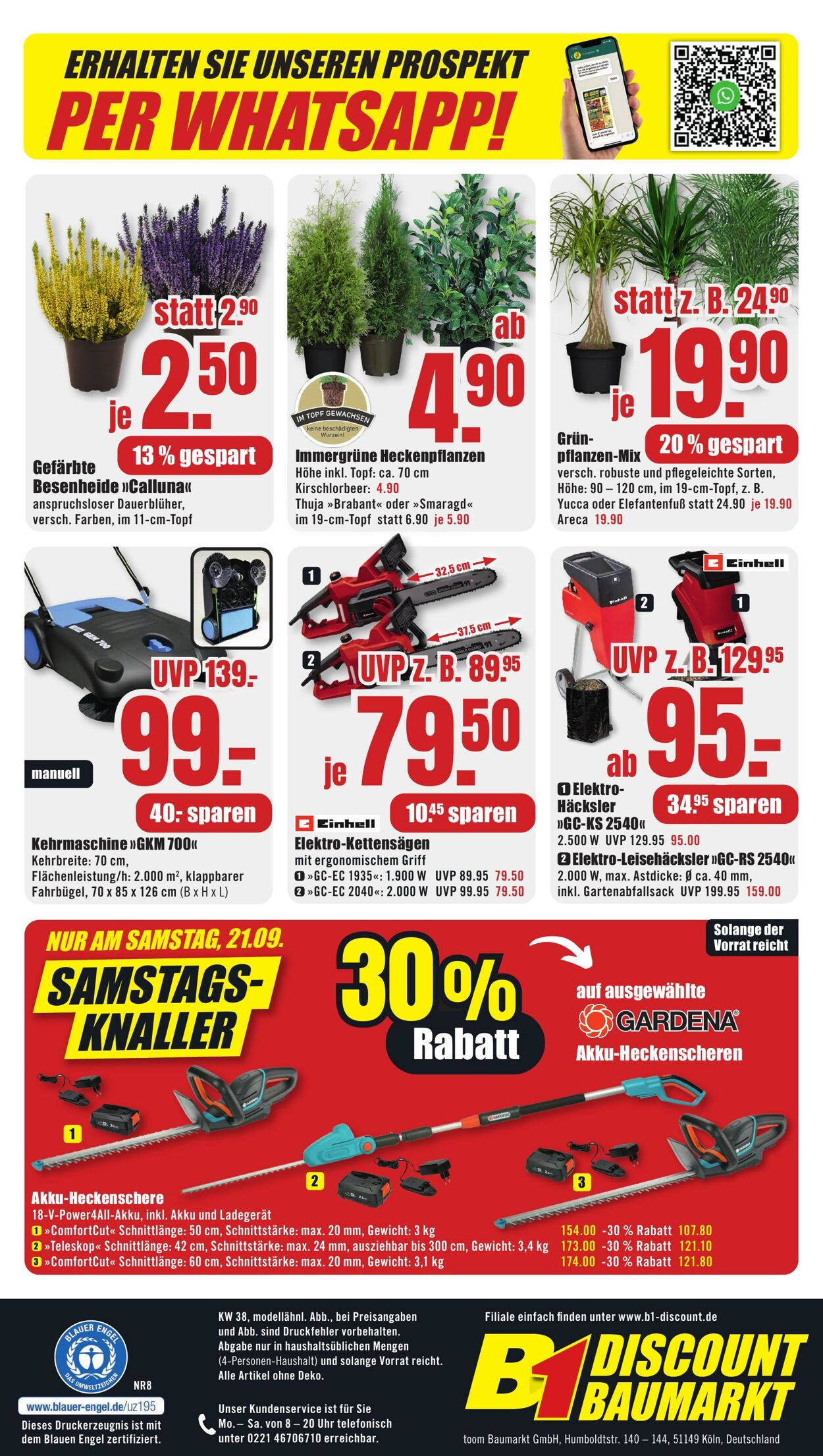 Prospekt B1 Discount Baumarkt 14.09.2024 - 20.09.2024