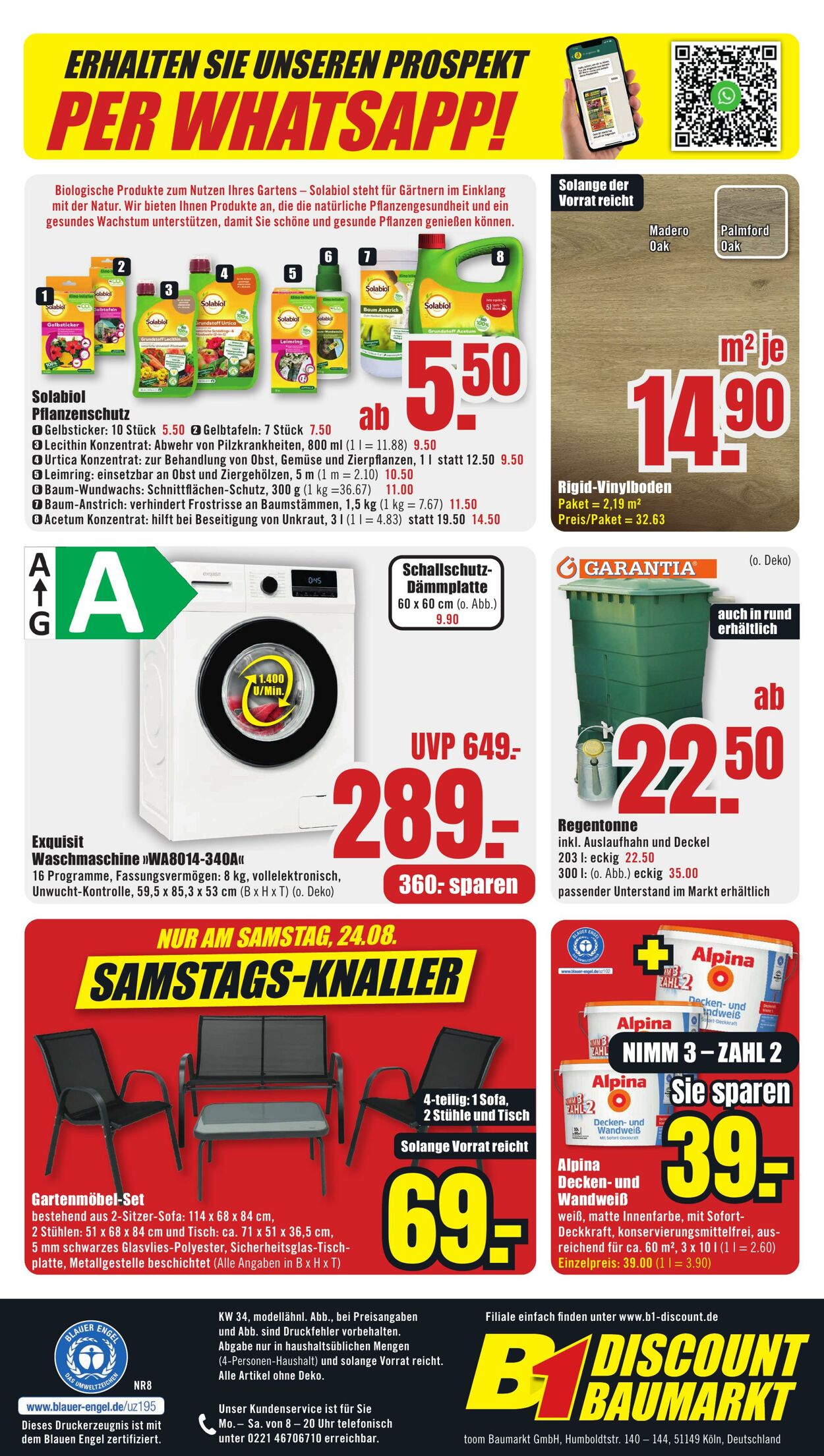 Prospekt B1 Discount Baumarkt 17.08.2024 - 23.08.2024