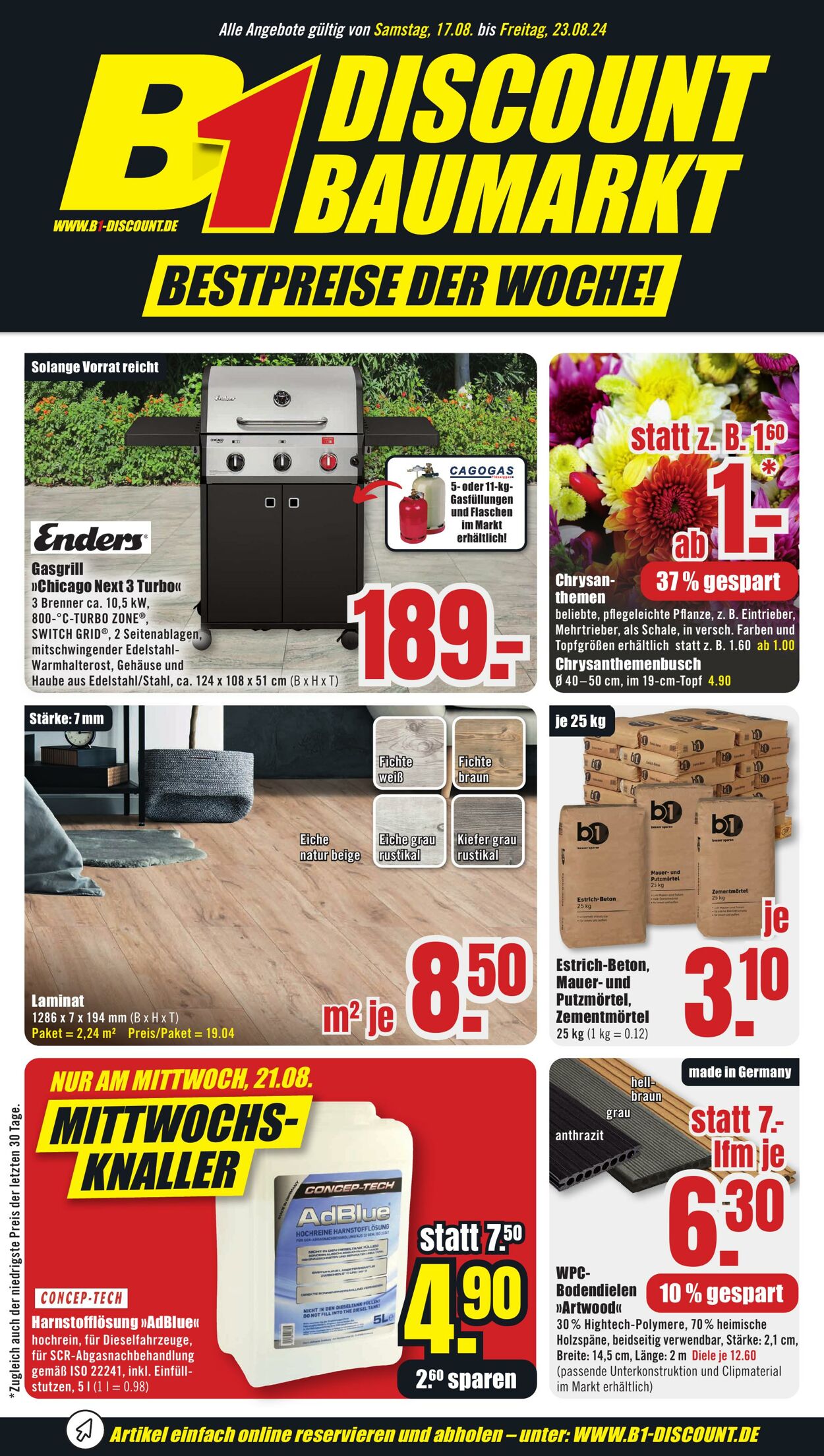 Prospekt B1 Discount Baumarkt 17.08.2024 - 23.08.2024