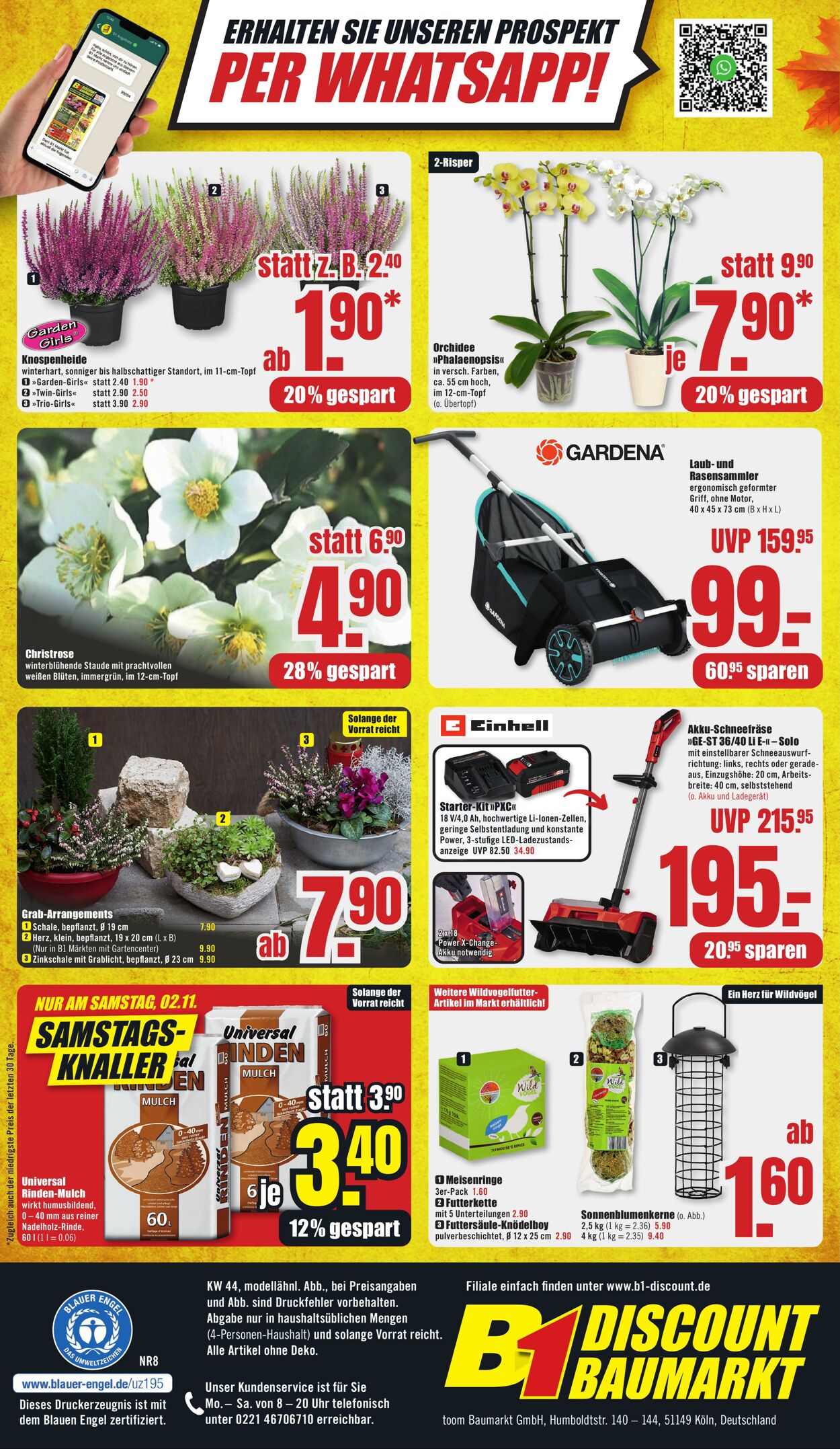 Prospekt B1 Discount Baumarkt 26.10.2024 - 01.11.2024