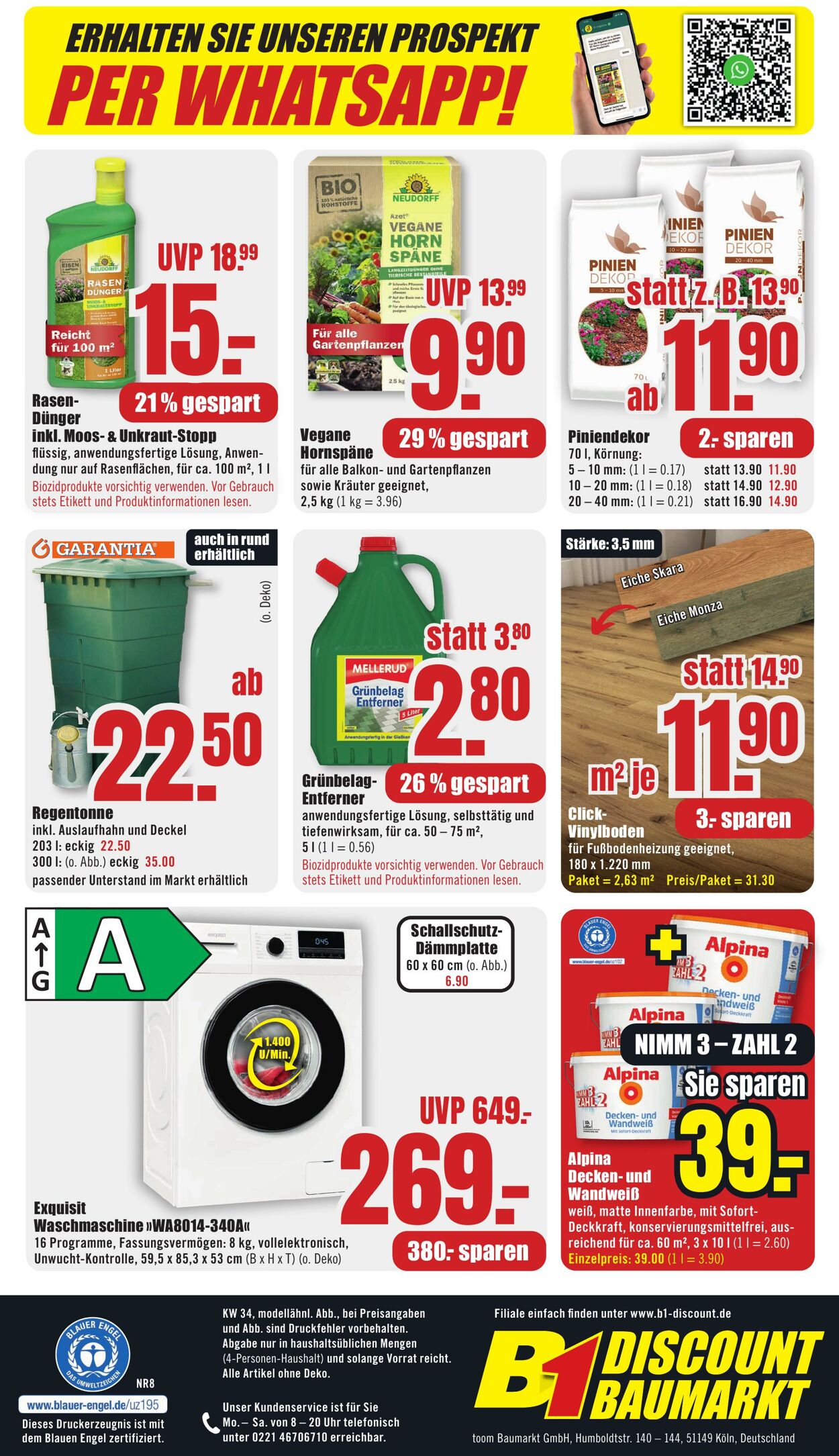 Prospekt B1 Discount Baumarkt 16.08.2025 - 22.08.2025