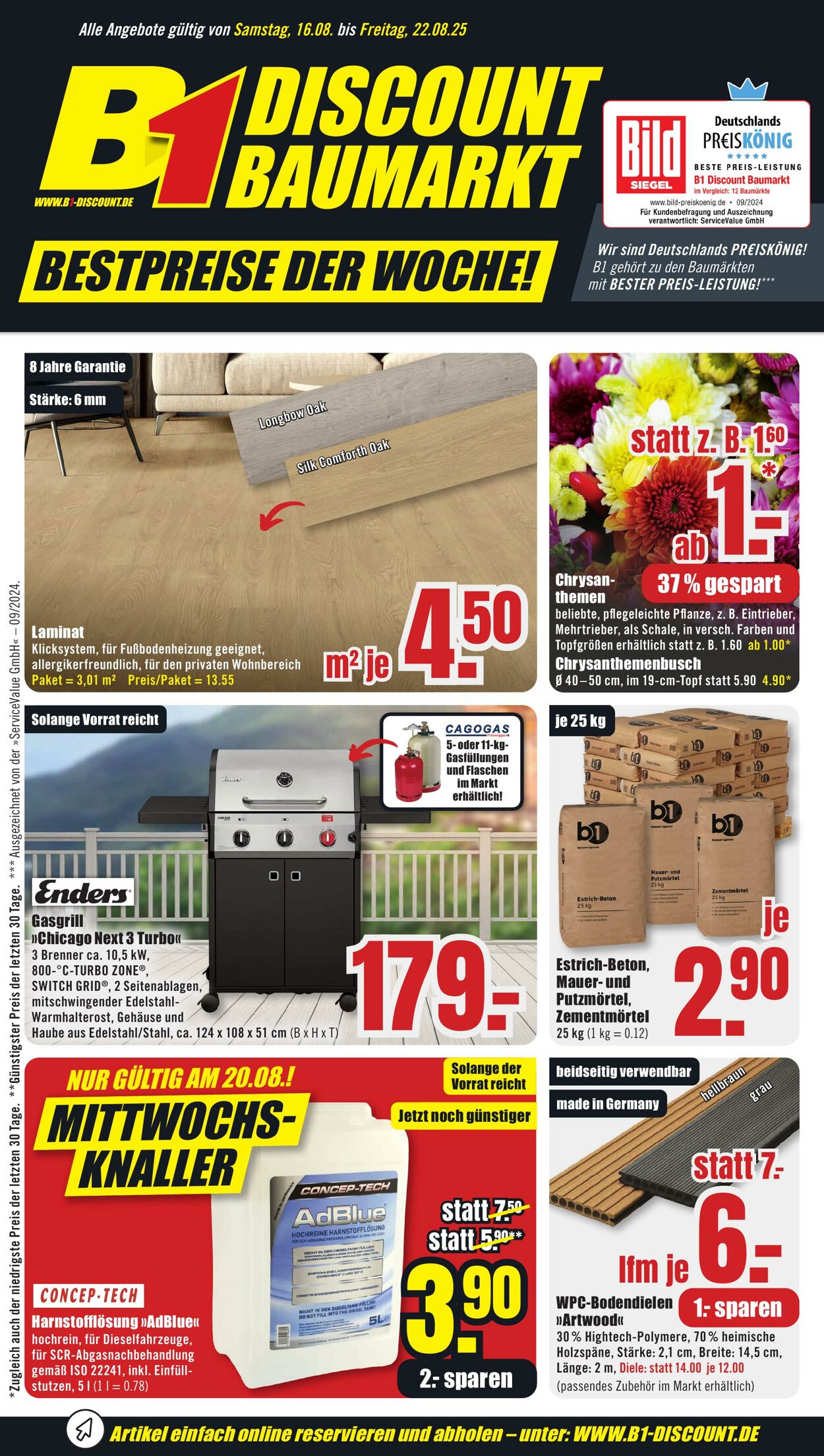 Prospekt B1 Discount Baumarkt 16.08.2025 - 22.08.2025