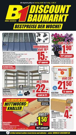 Prospekt B1 Discount Baumarkt 06.09.2025 - 12.09.2025