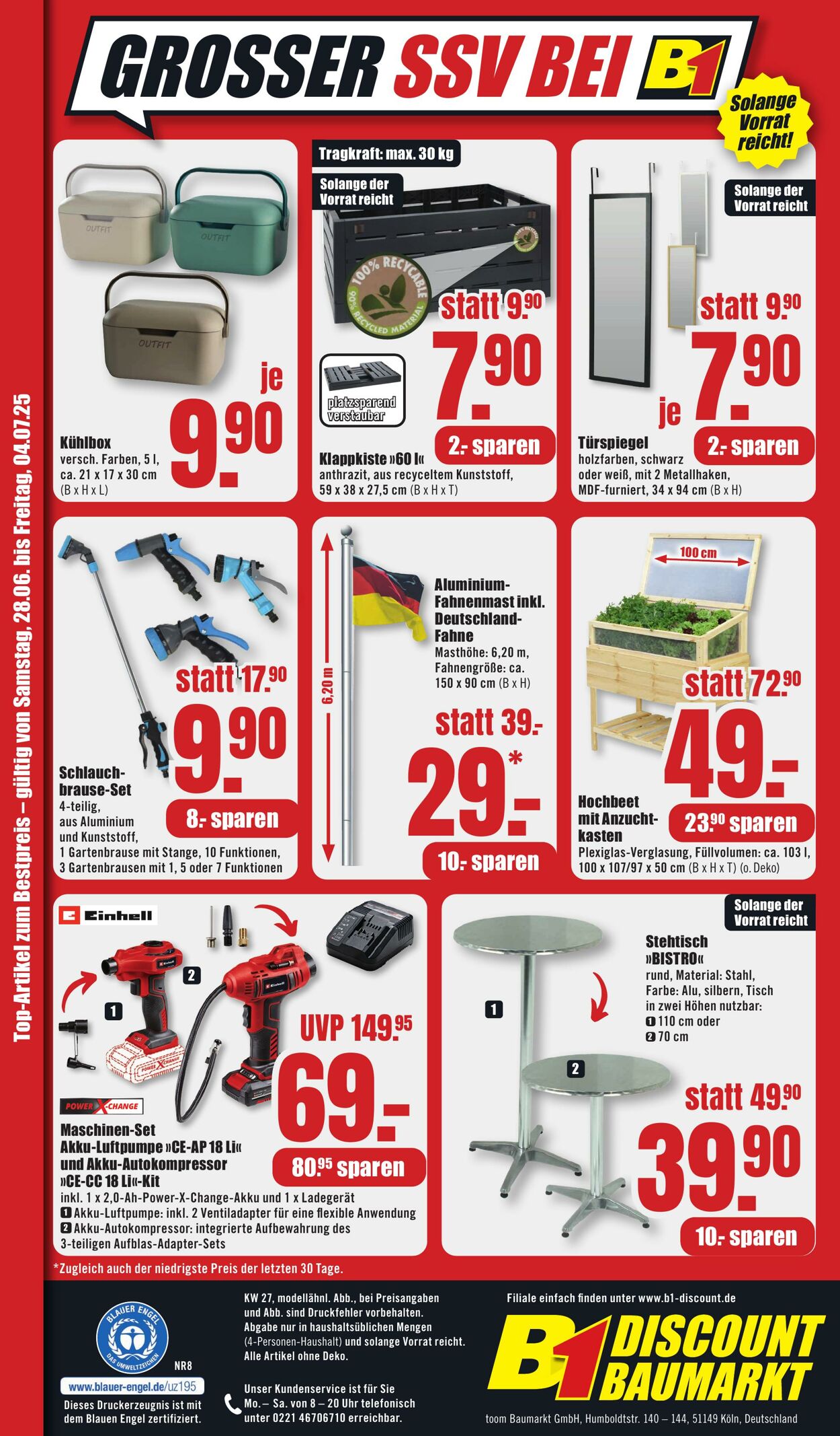 Prospekt B1 Discount Baumarkt 21.06.2025 - 27.06.2025