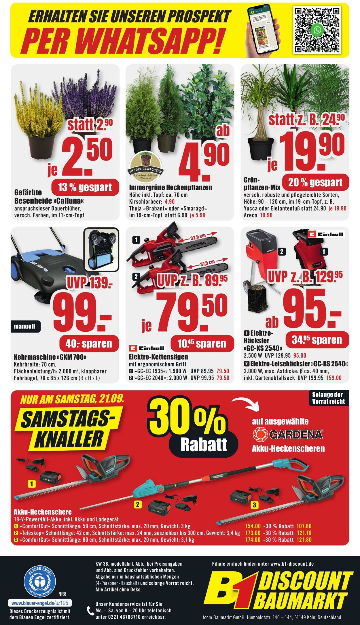 Prospekt B1 Discount Baumarkt 07.09.2024 - 13.09.2024