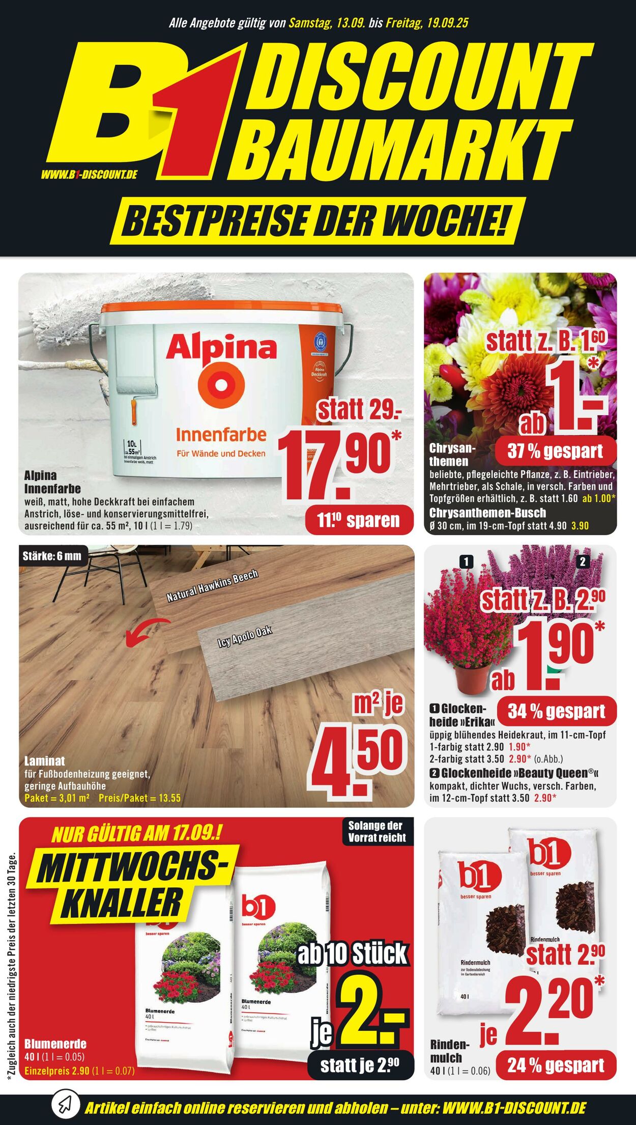 Prospekt B1 Discount Baumarkt 13.09.2025 - 19.09.2025