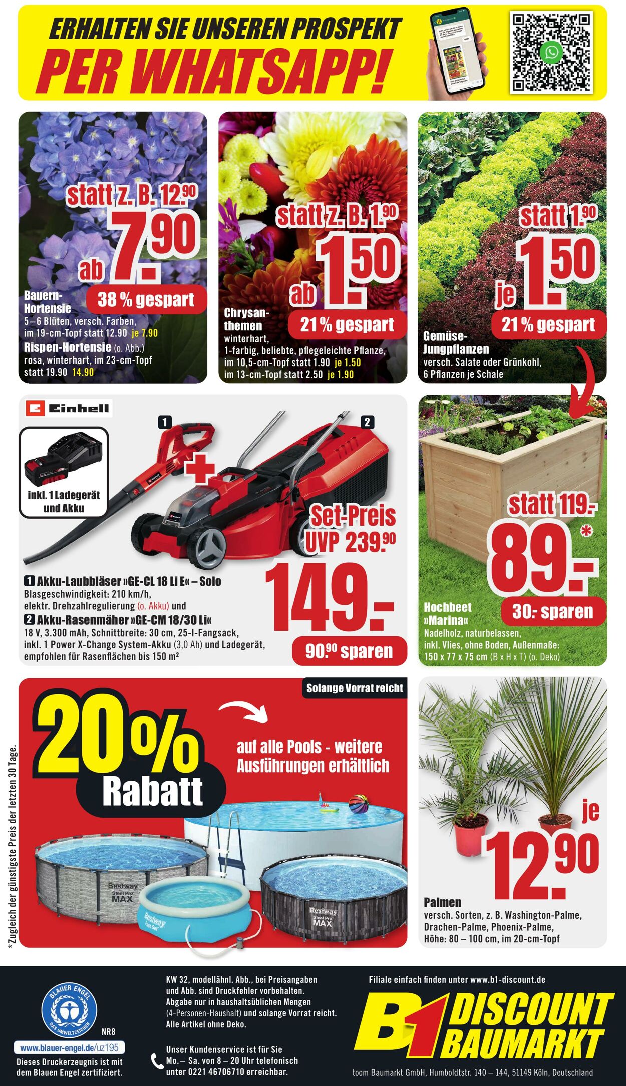 Prospekt B1 Discount Baumarkt 27.07.2024 - 02.08.2024