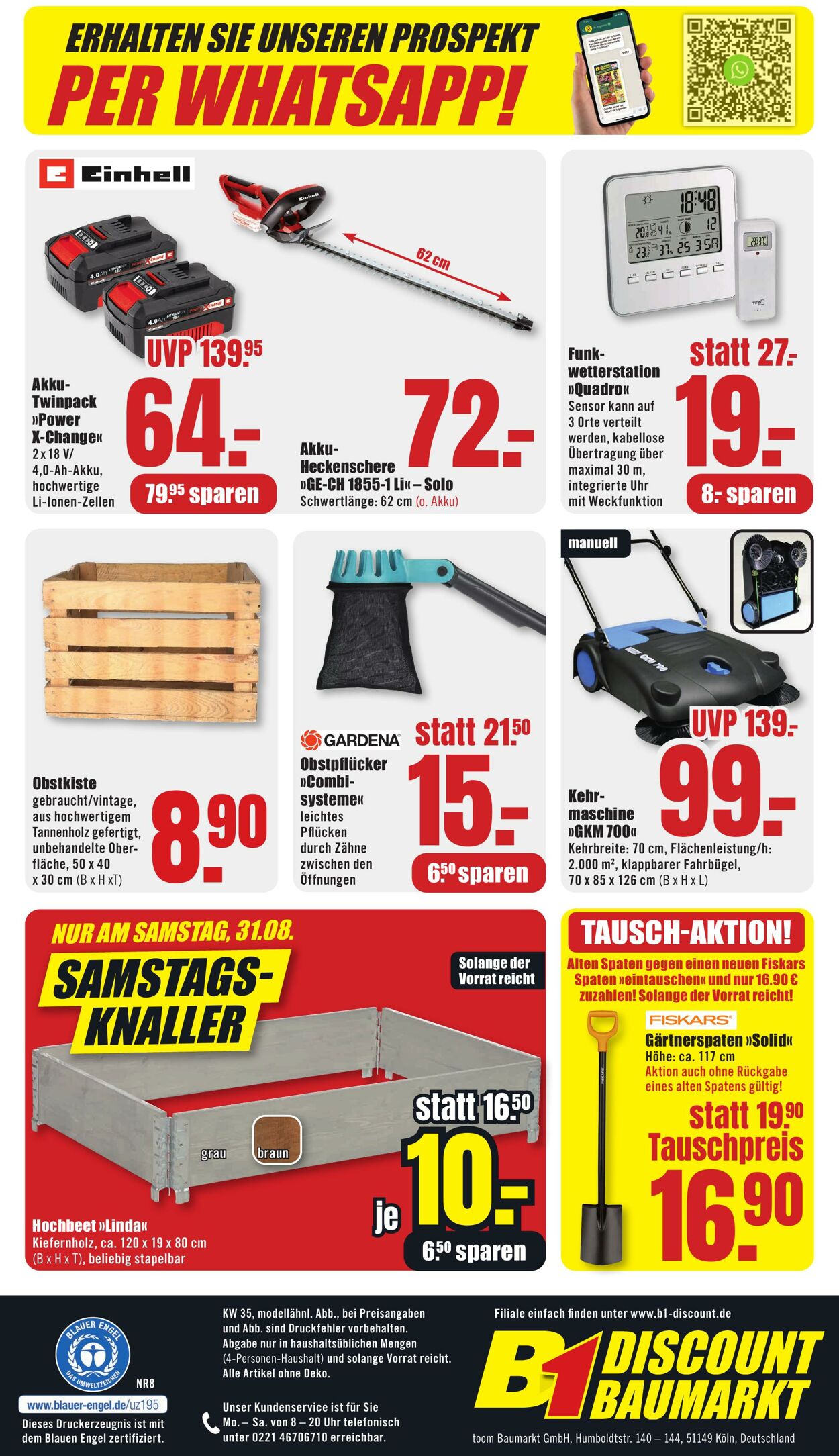 Prospekt B1 Discount Baumarkt 24.08.2024 - 30.08.2024