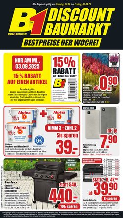 Prospekt B1 Discount Baumarkt 23.08.2025 - 29.08.2025