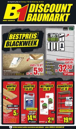 Prospekt B1 Discount Baumarkt 20.09.2025 - 26.09.2025