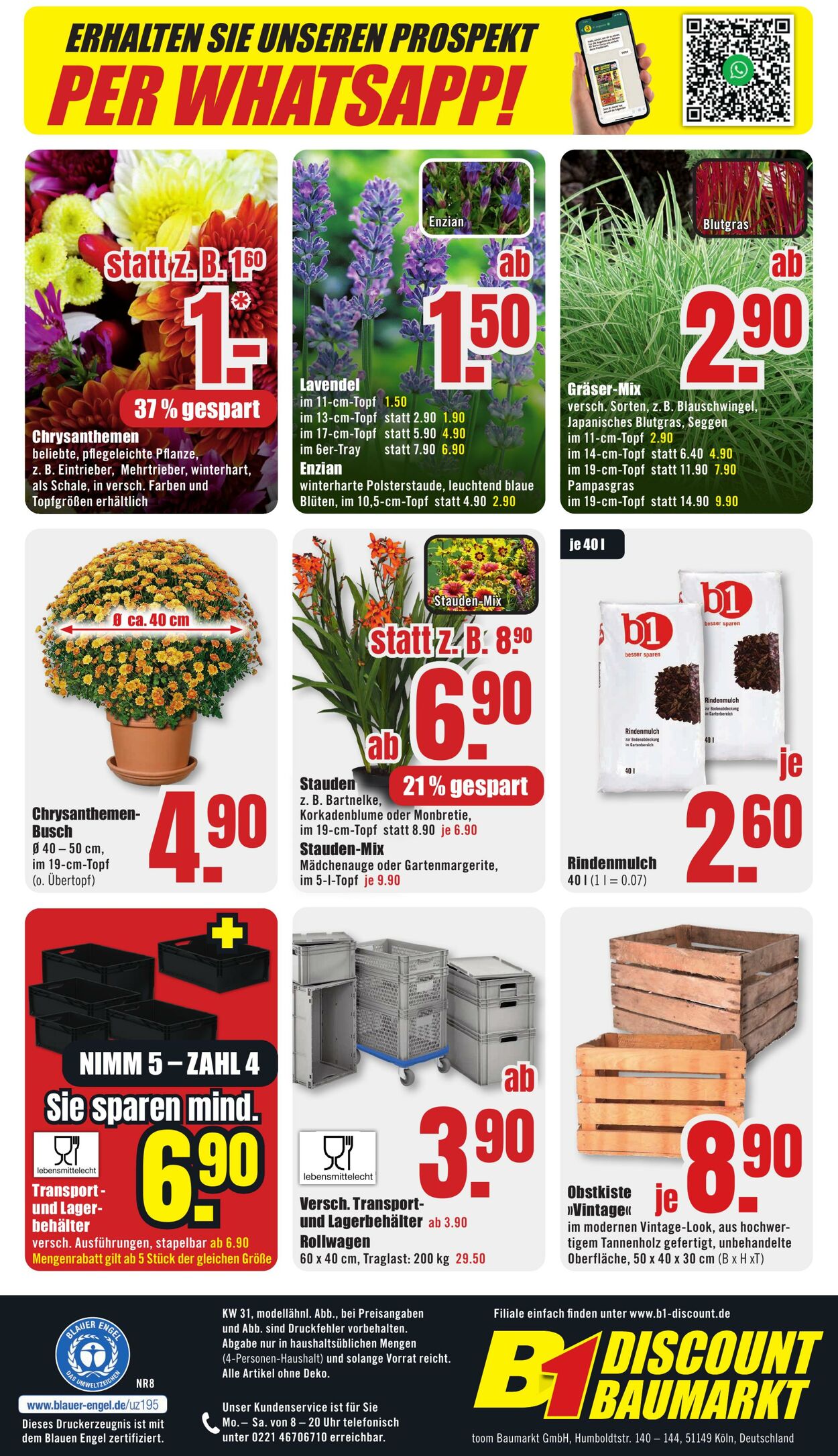 Prospekt B1 Discount Baumarkt 20.07.2024 - 26.07.2024