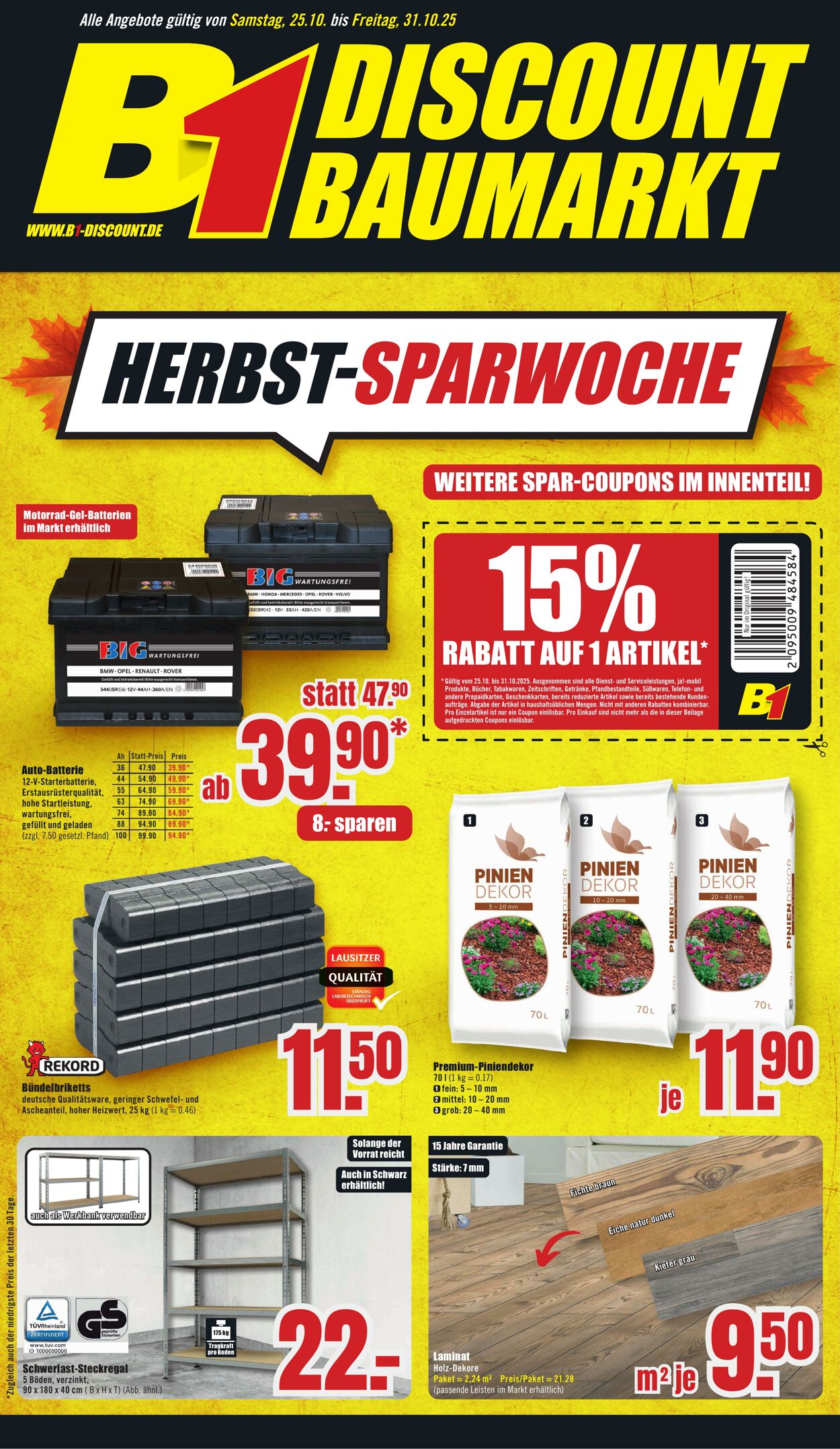 Prospekt B1 Discount Baumarkt 18.10.2025 - 24.10.2025