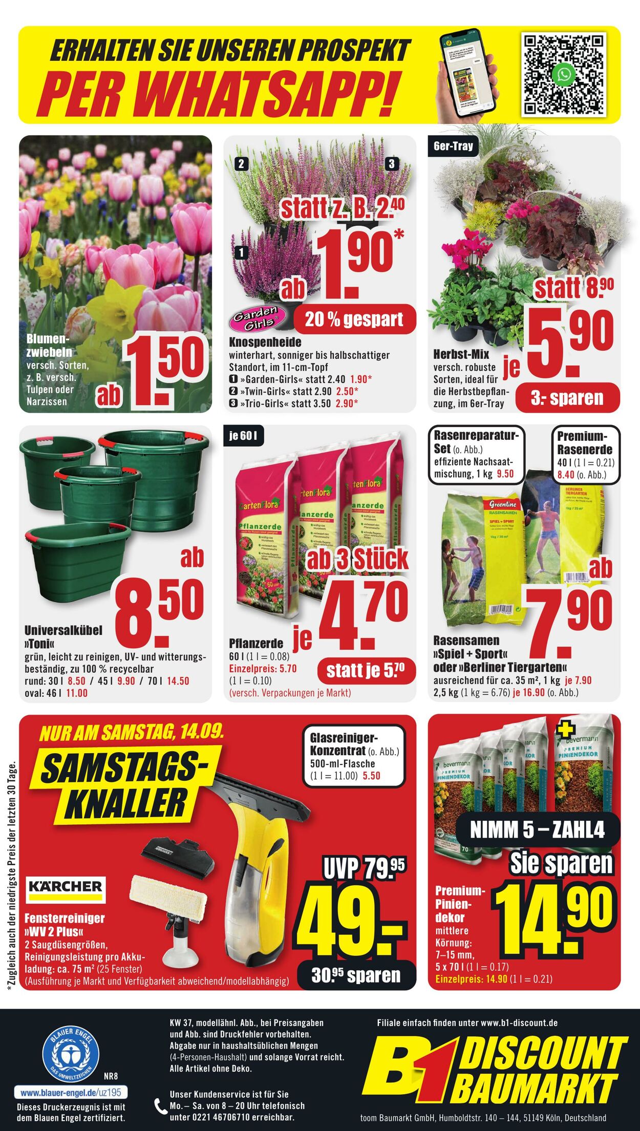 Prospekt B1 Discount Baumarkt 07.09.2024 - 13.09.2024