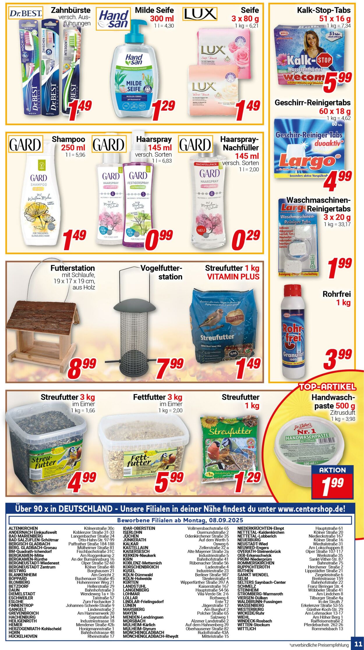 Prospekt CENTERSHOP 08.09.2025 - 13.09.2025