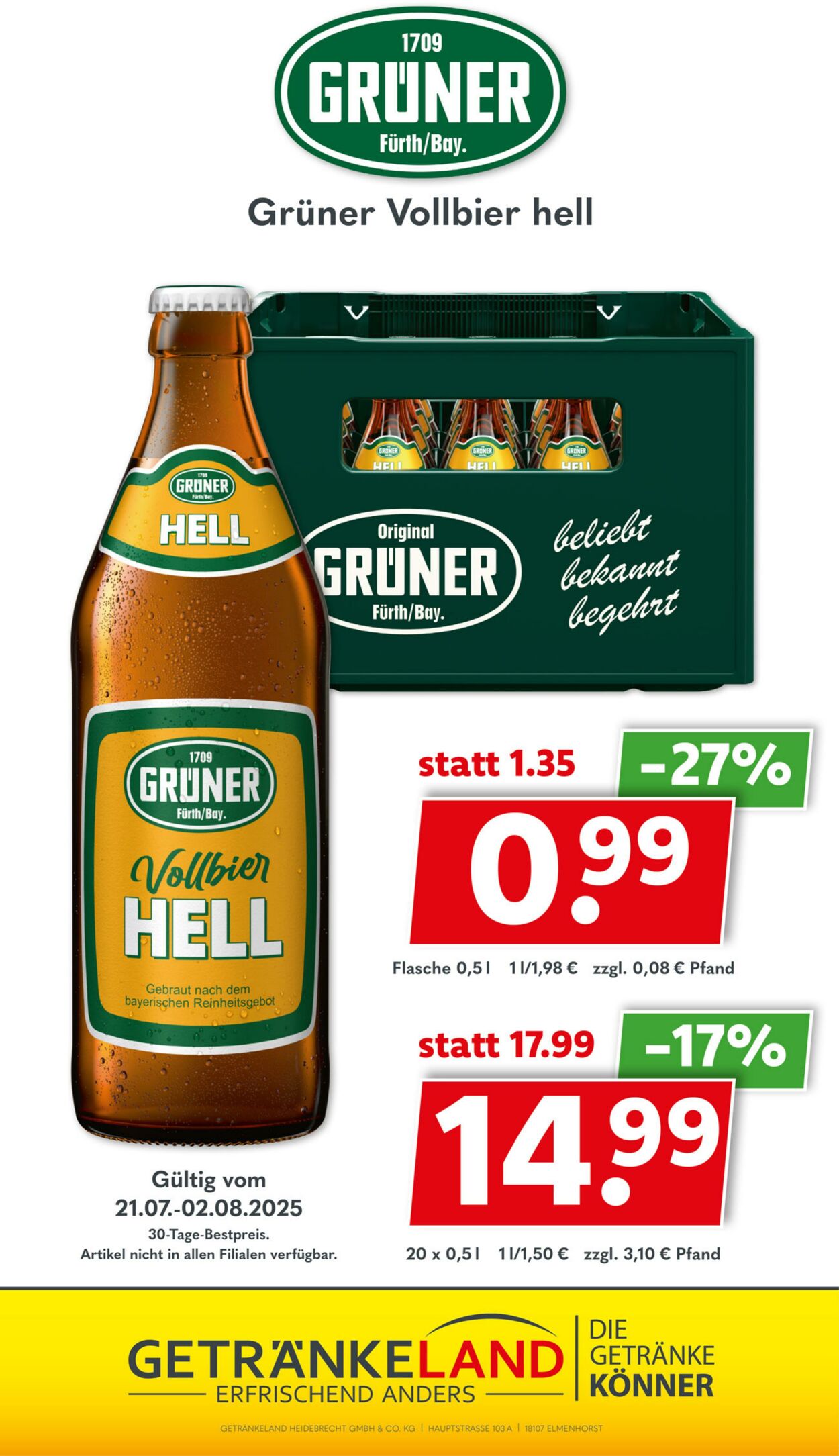 Prospekt Getränkeland 21.07.2025 - 04.08.2025