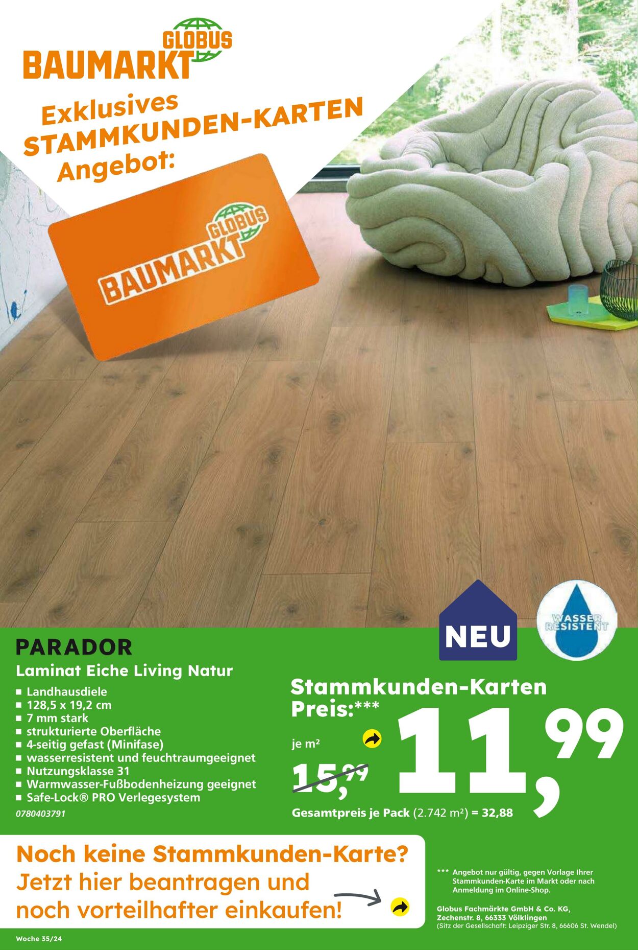 Prospekt Globus Baumarkt 25.08.2024 - 31.08.2024