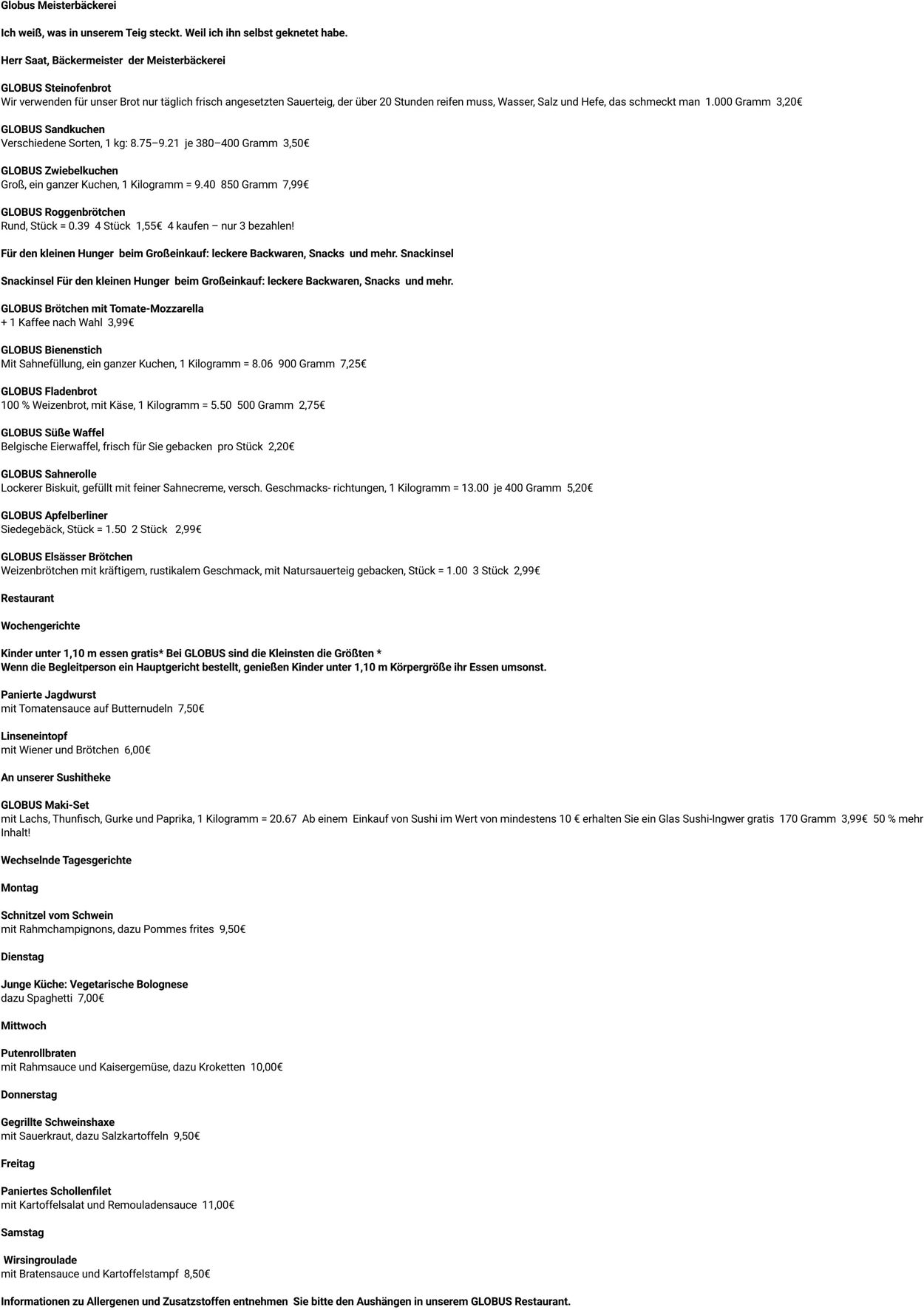 Prospekt Globus 15.09.2025 - 20.09.2025