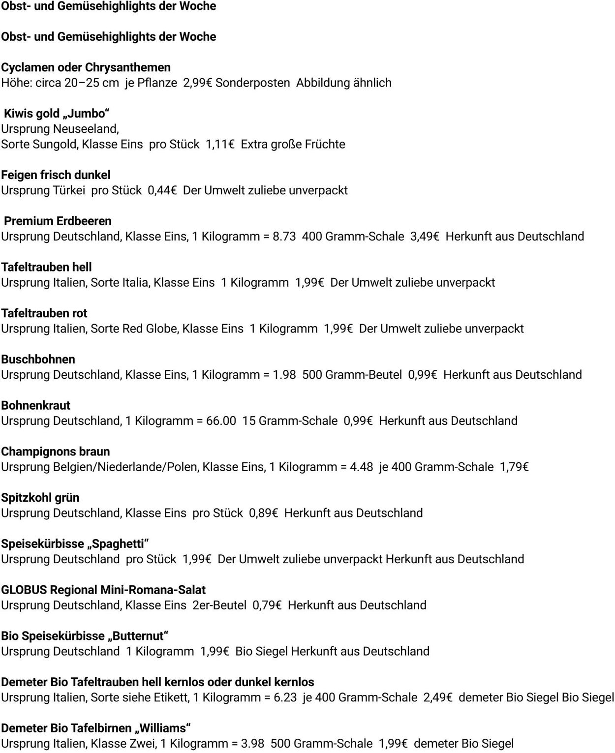 Prospekt Globus 15.09.2025 - 20.09.2025