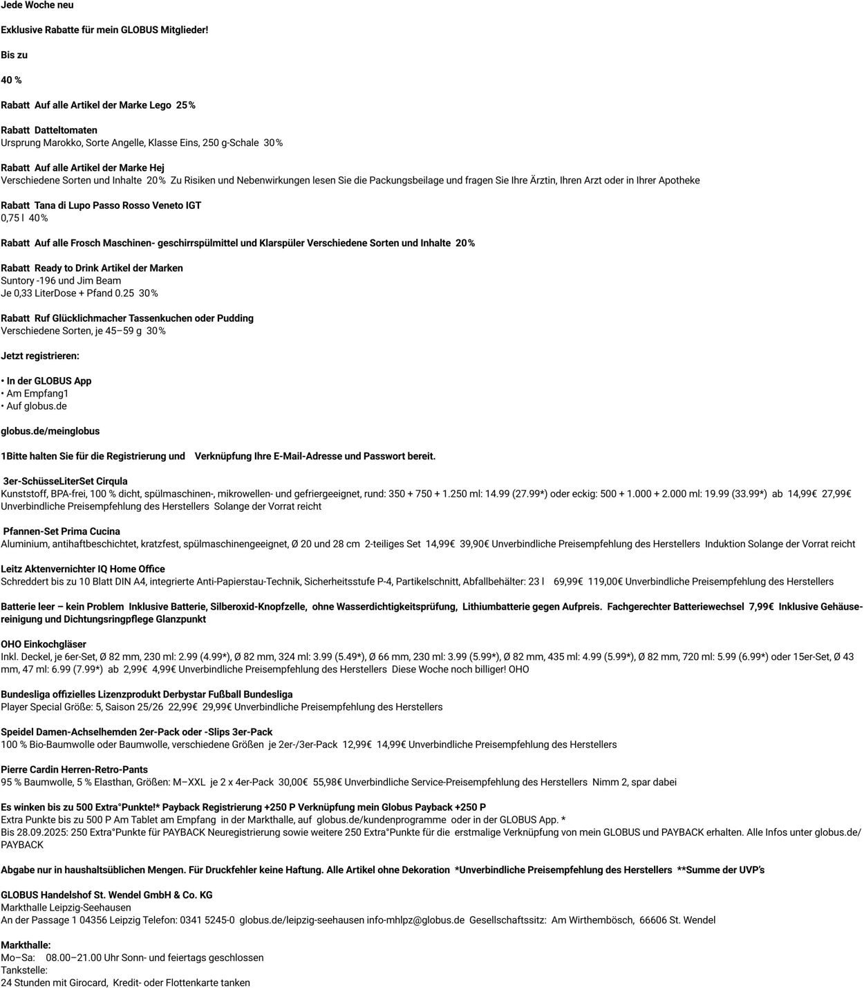 Prospekt Globus 15.09.2025 - 20.09.2025