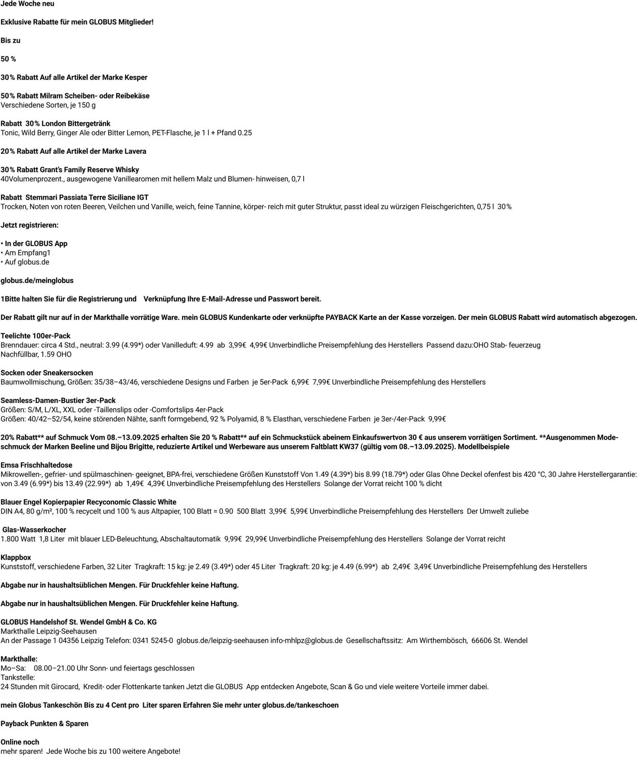 Prospekt Globus 08.09.2025 - 13.09.2025