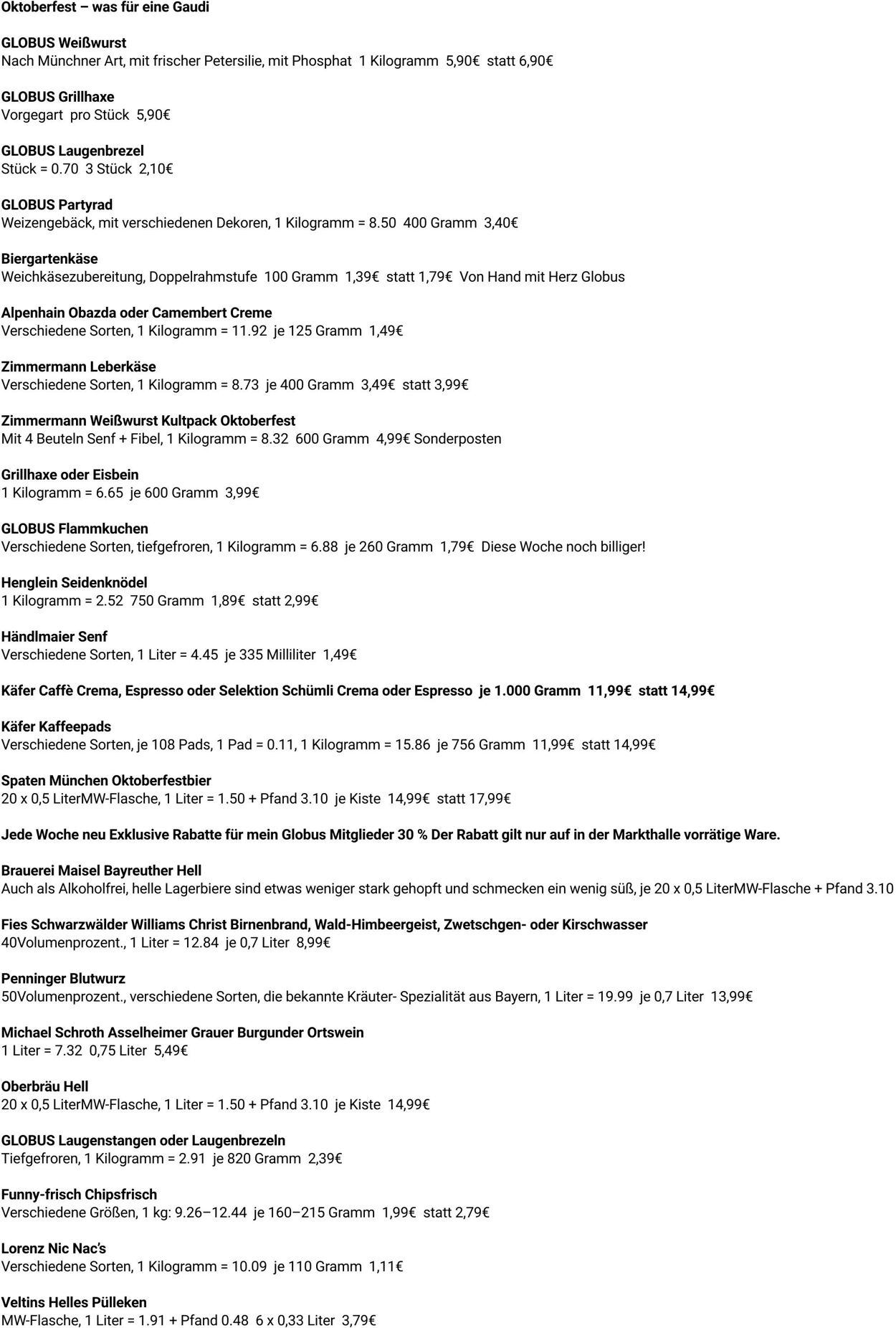 Prospekt Globus 08.09.2025 - 13.09.2025