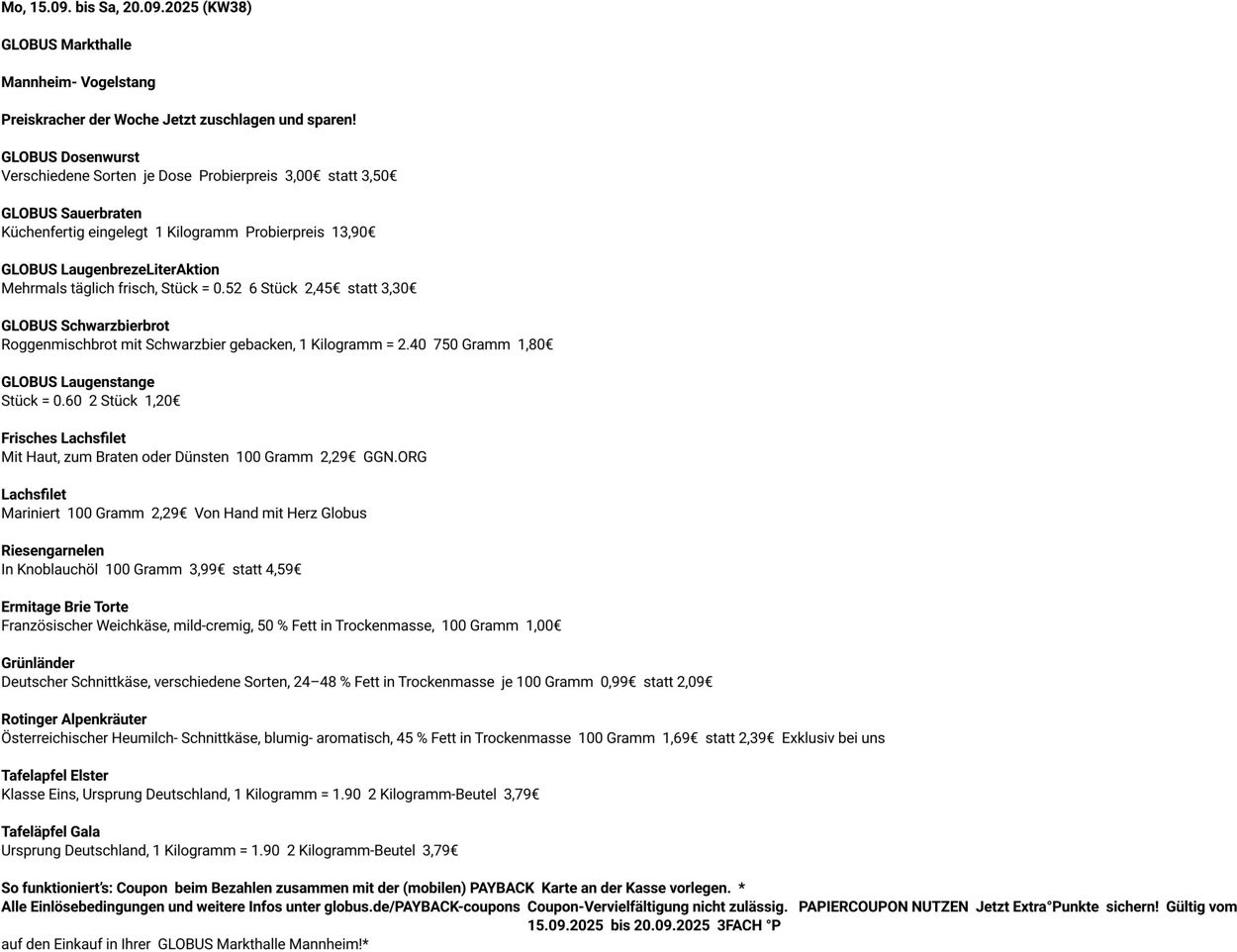 Prospekt Globus 15.09.2025 - 20.09.2025