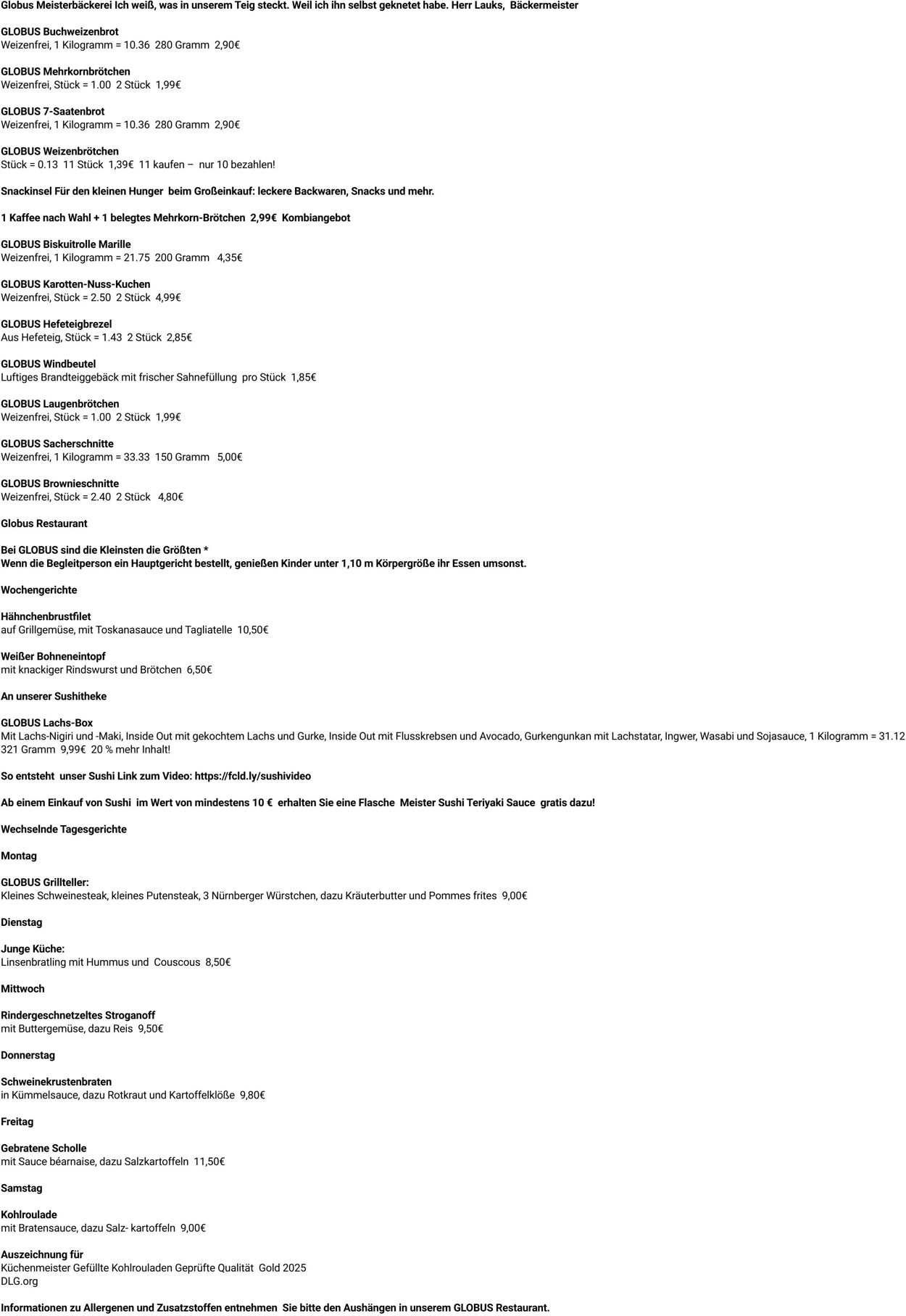 Prospekt Globus 27.10.2025 - 01.11.2025
