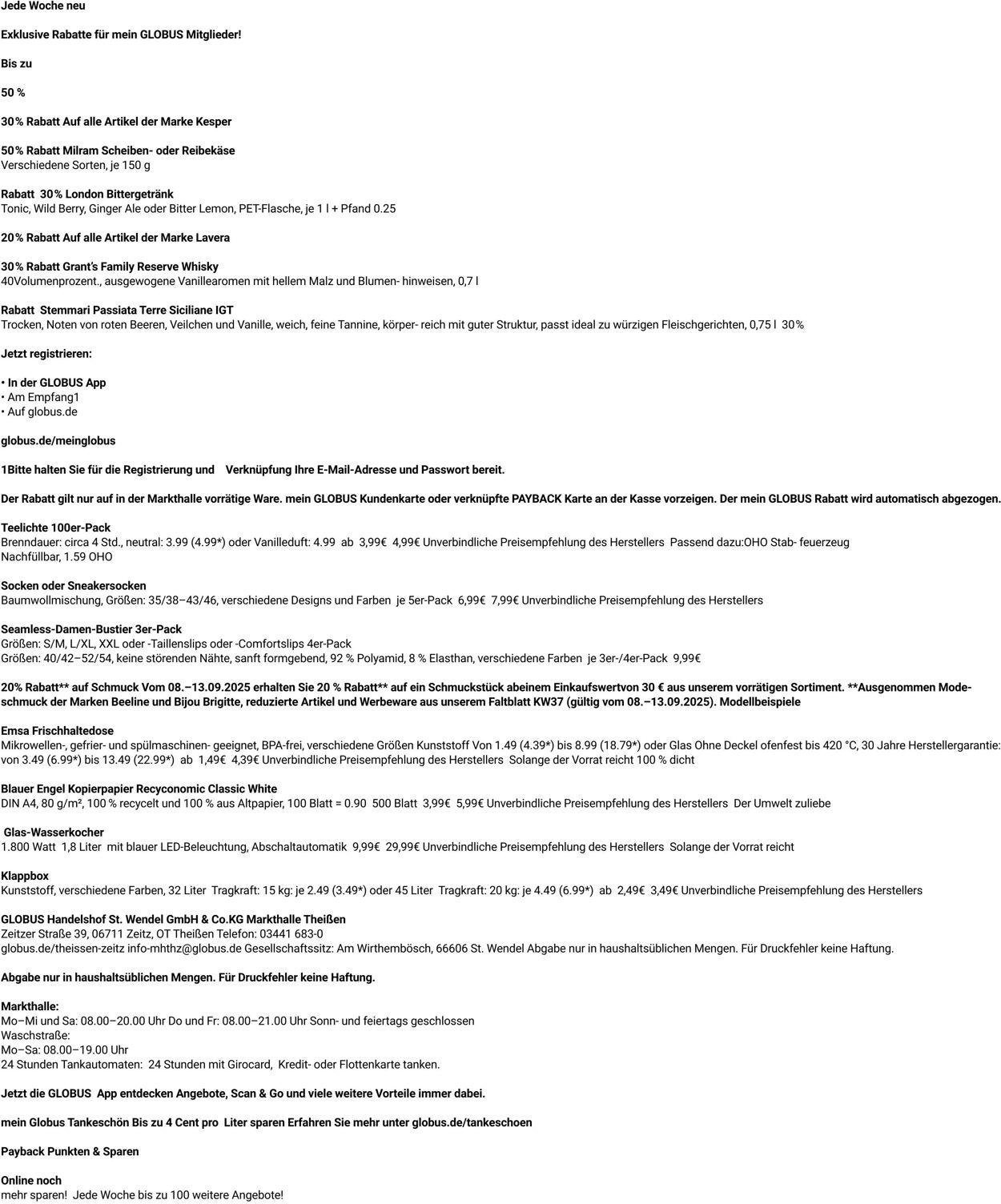 Prospekt Globus 08.09.2025 - 13.09.2025