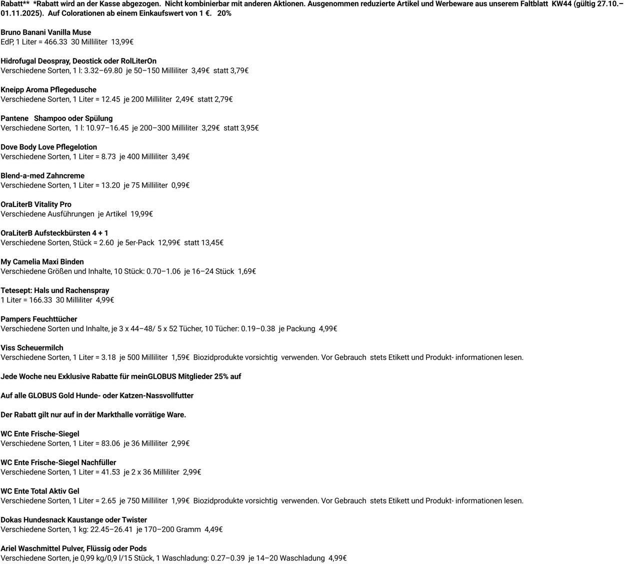 Prospekt Globus 27.10.2025 - 01.11.2025