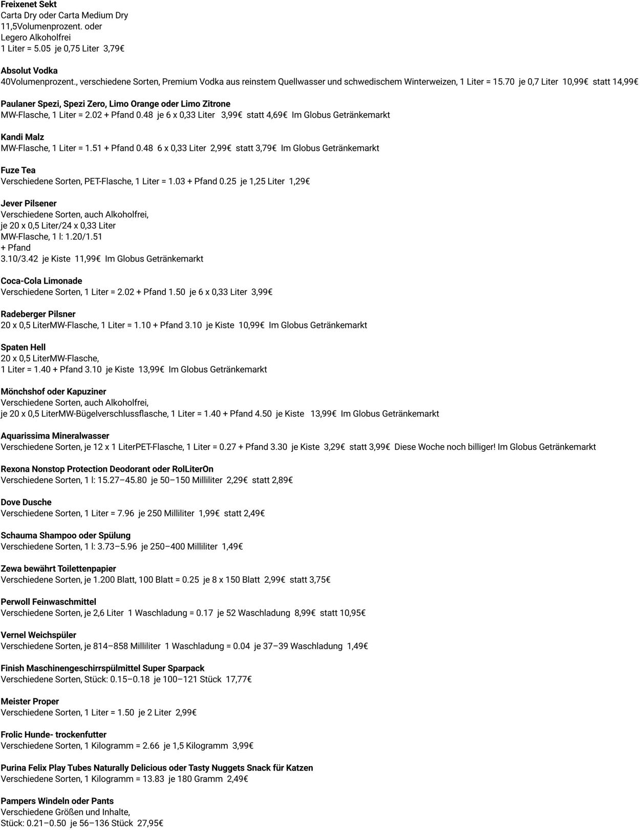 Prospekt Globus 27.10.2025 - 01.11.2025
