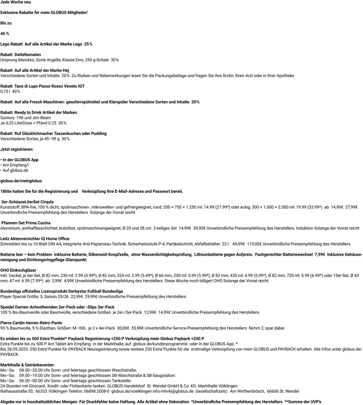 Prospekt Globus 15.09.2025 - 20.09.2025