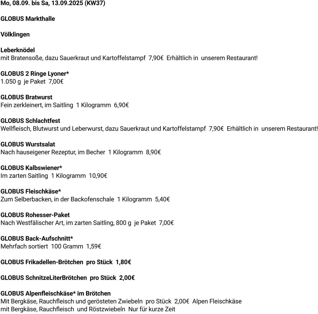 Prospekt Globus 08.09.2025 - 13.09.2025