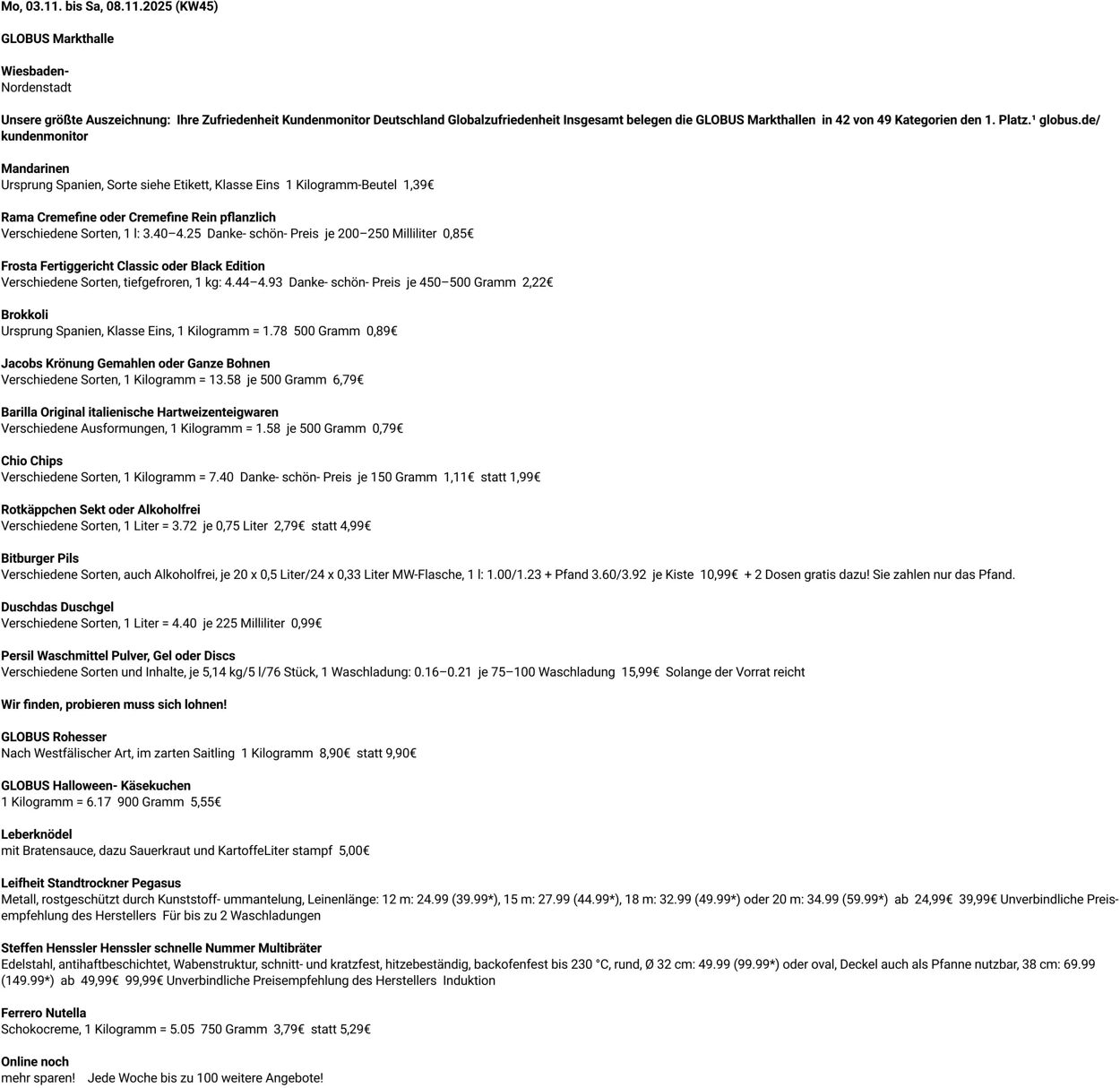 Prospekt Globus 03.11.2025 - 08.11.2025