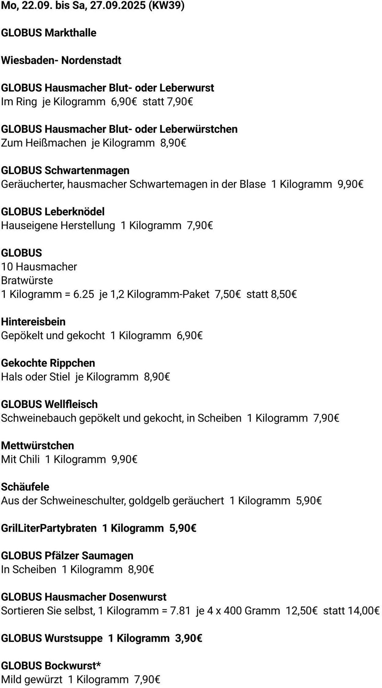 Prospekt Globus 22.09.2025 - 27.09.2025