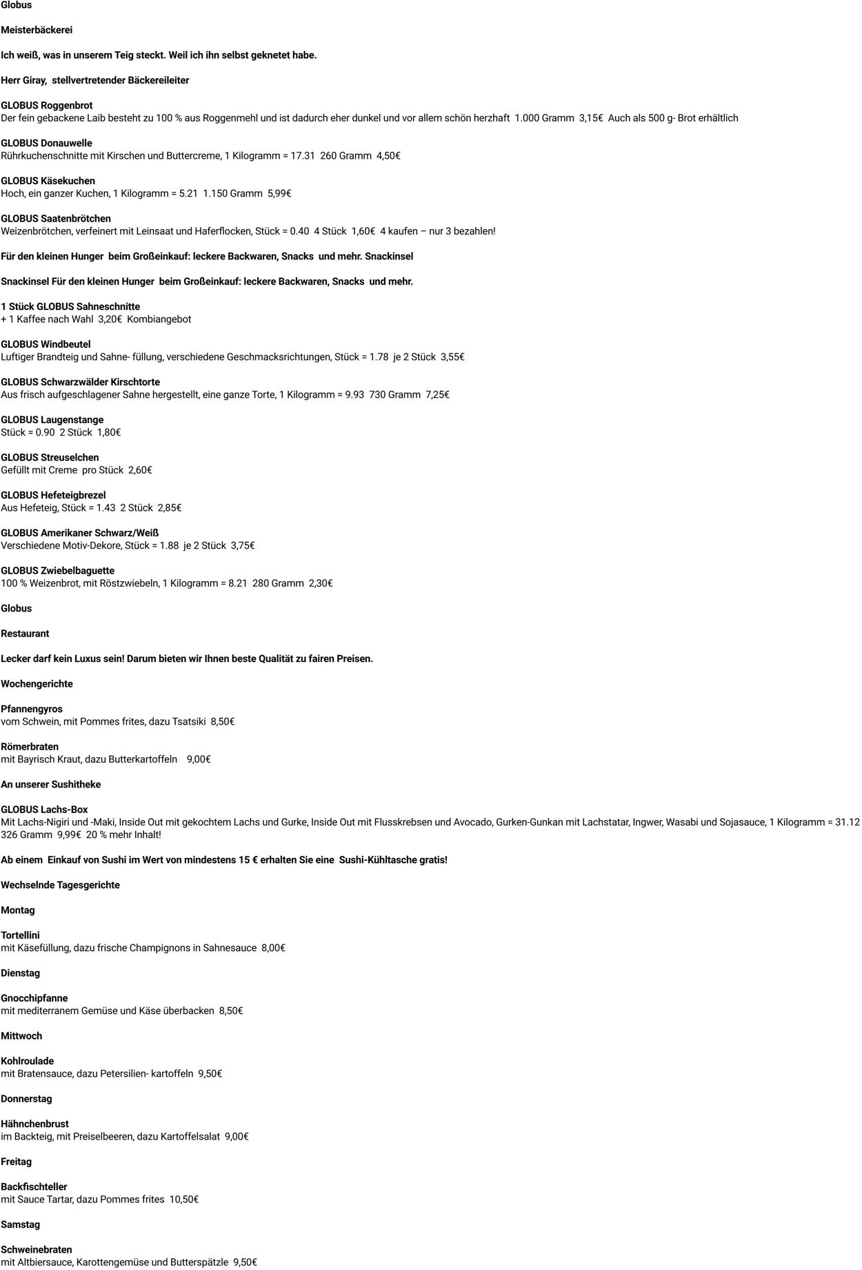 Prospekt Globus 08.09.2025 - 13.09.2025