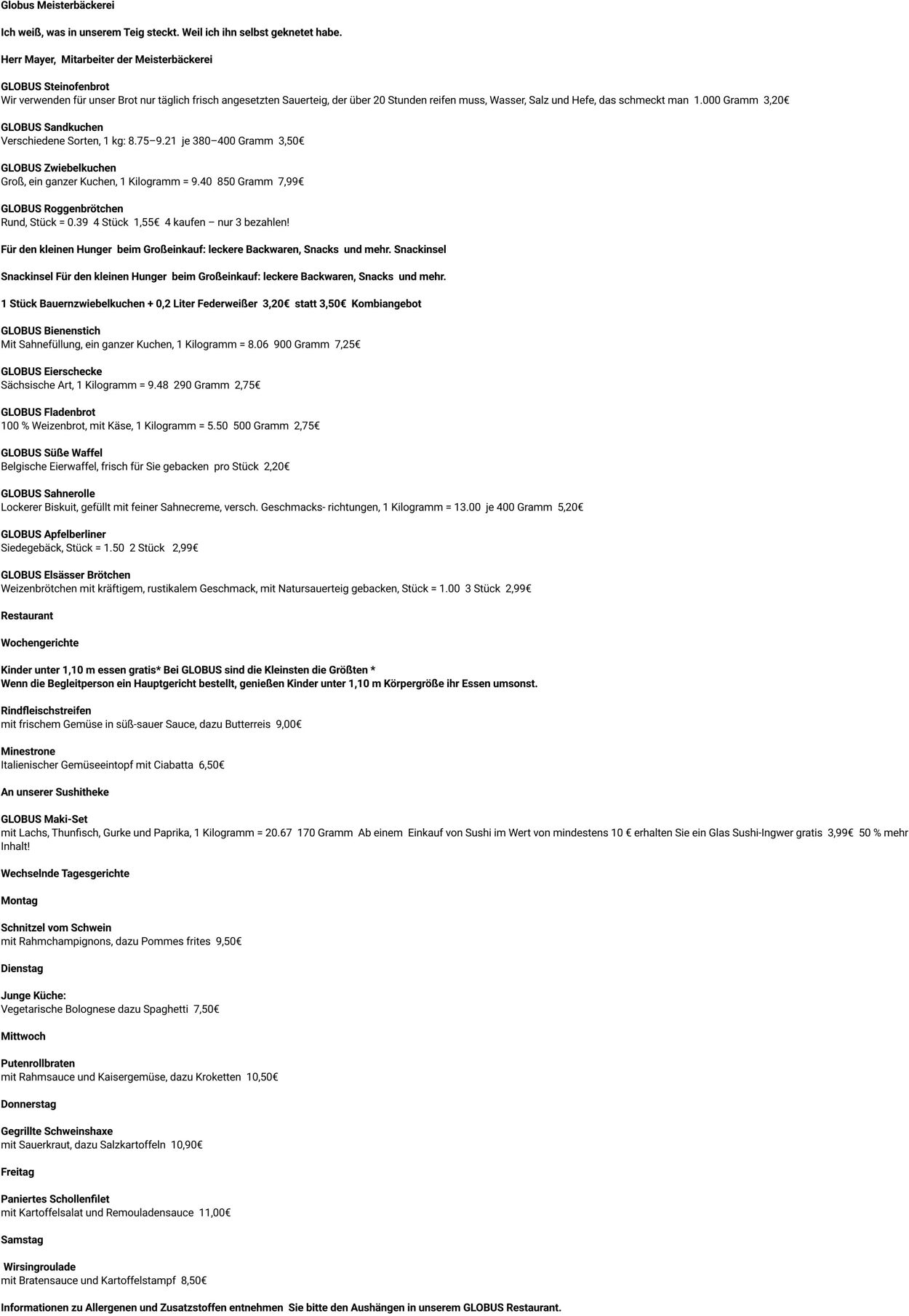Prospekt Globus 15.09.2025 - 20.09.2025