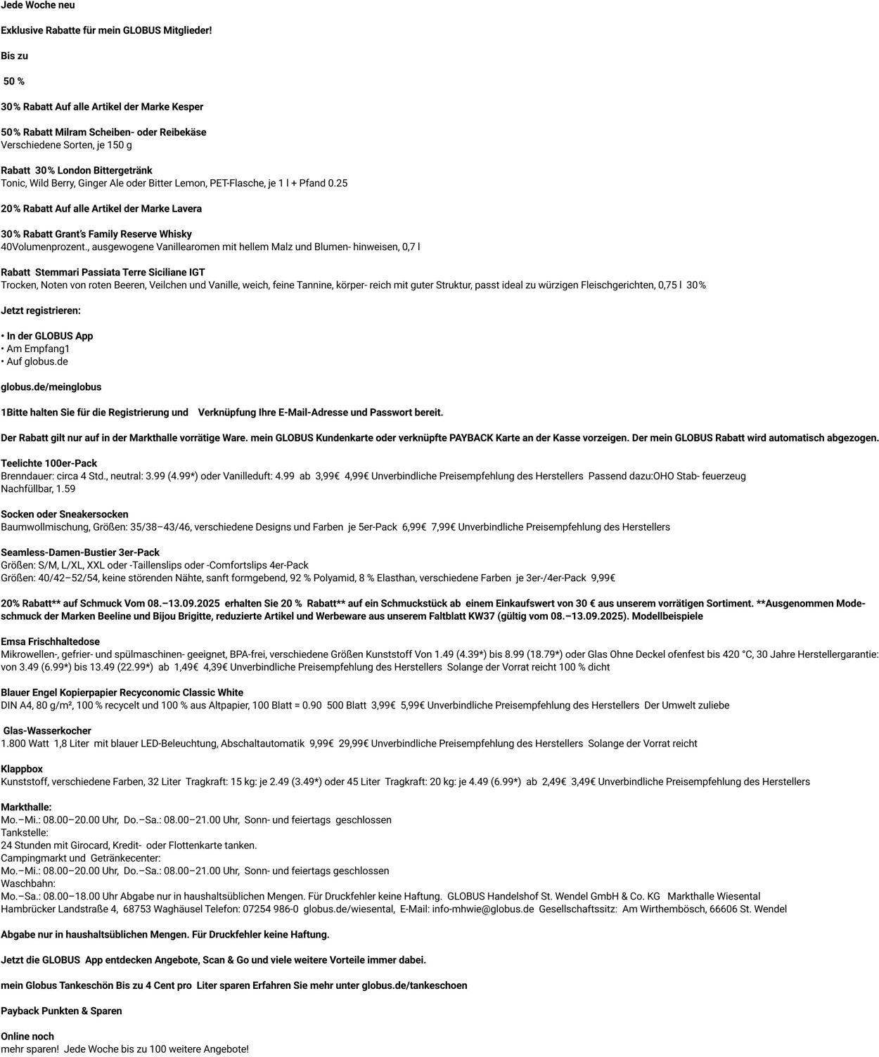 Prospekt Globus 08.09.2025 - 13.09.2025