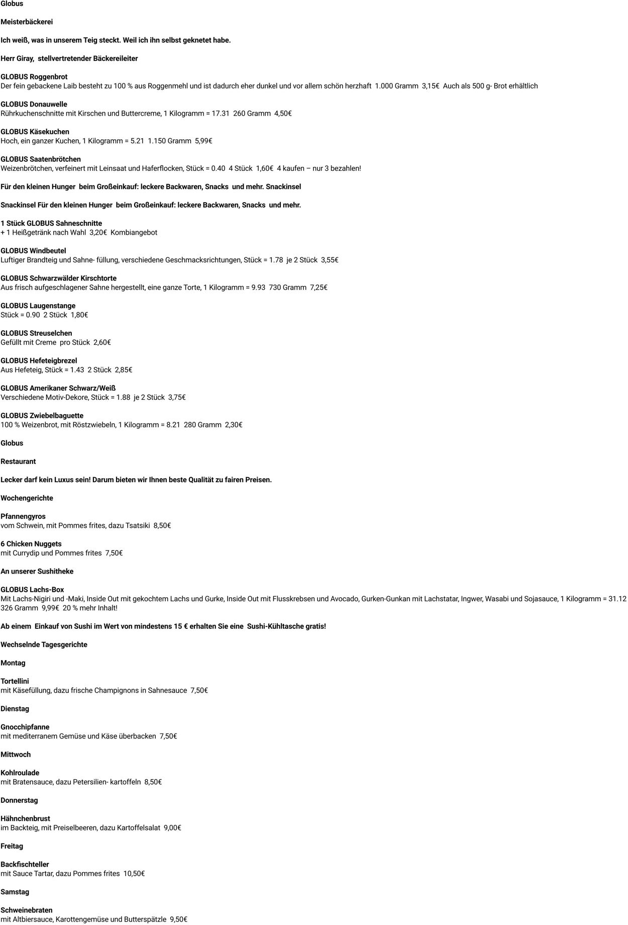 Prospekt Globus 08.09.2025 - 13.09.2025