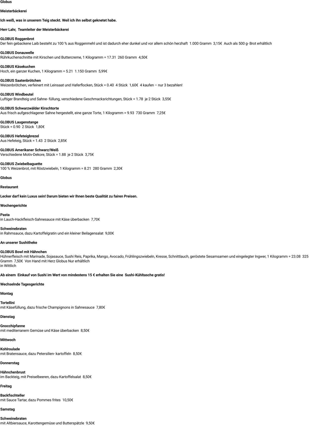 Prospekt Globus 08.09.2025 - 13.09.2025