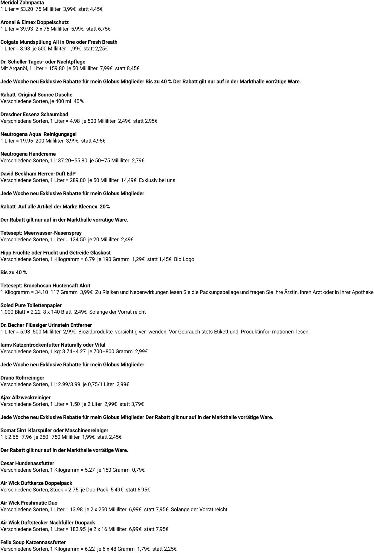 Prospekt Globus 27.10.2025 - 01.11.2025