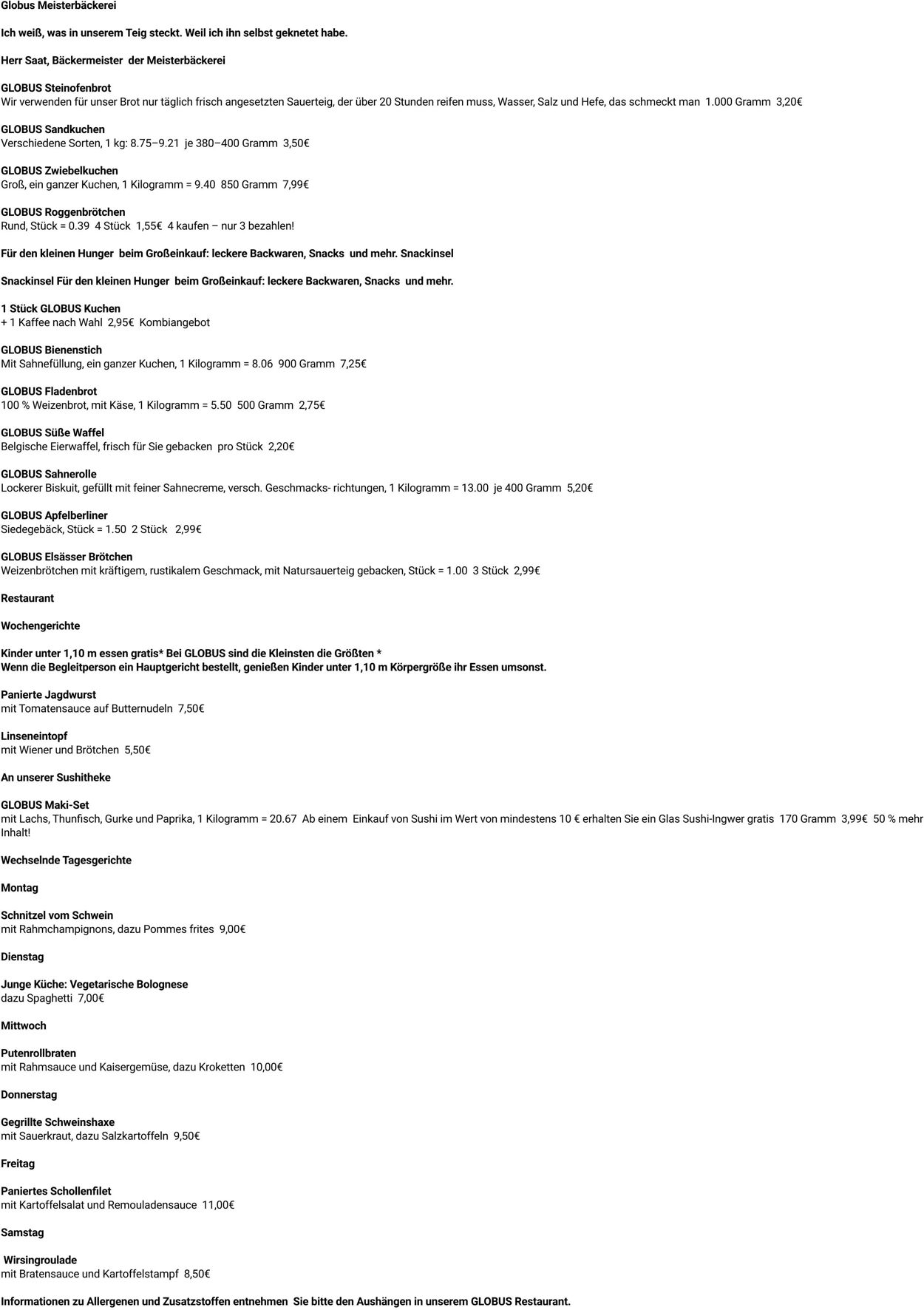 Prospekt Globus 15.09.2025 - 20.09.2025