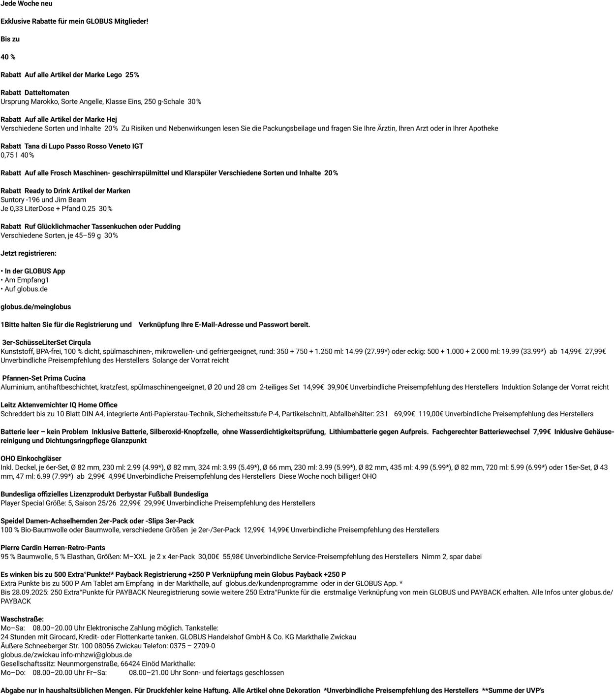 Prospekt Globus 15.09.2025 - 20.09.2025