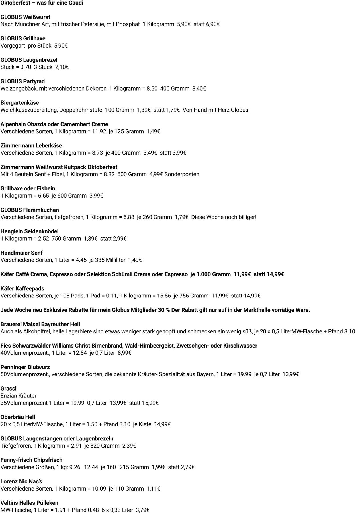 Prospekt Globus 08.09.2025 - 13.09.2025