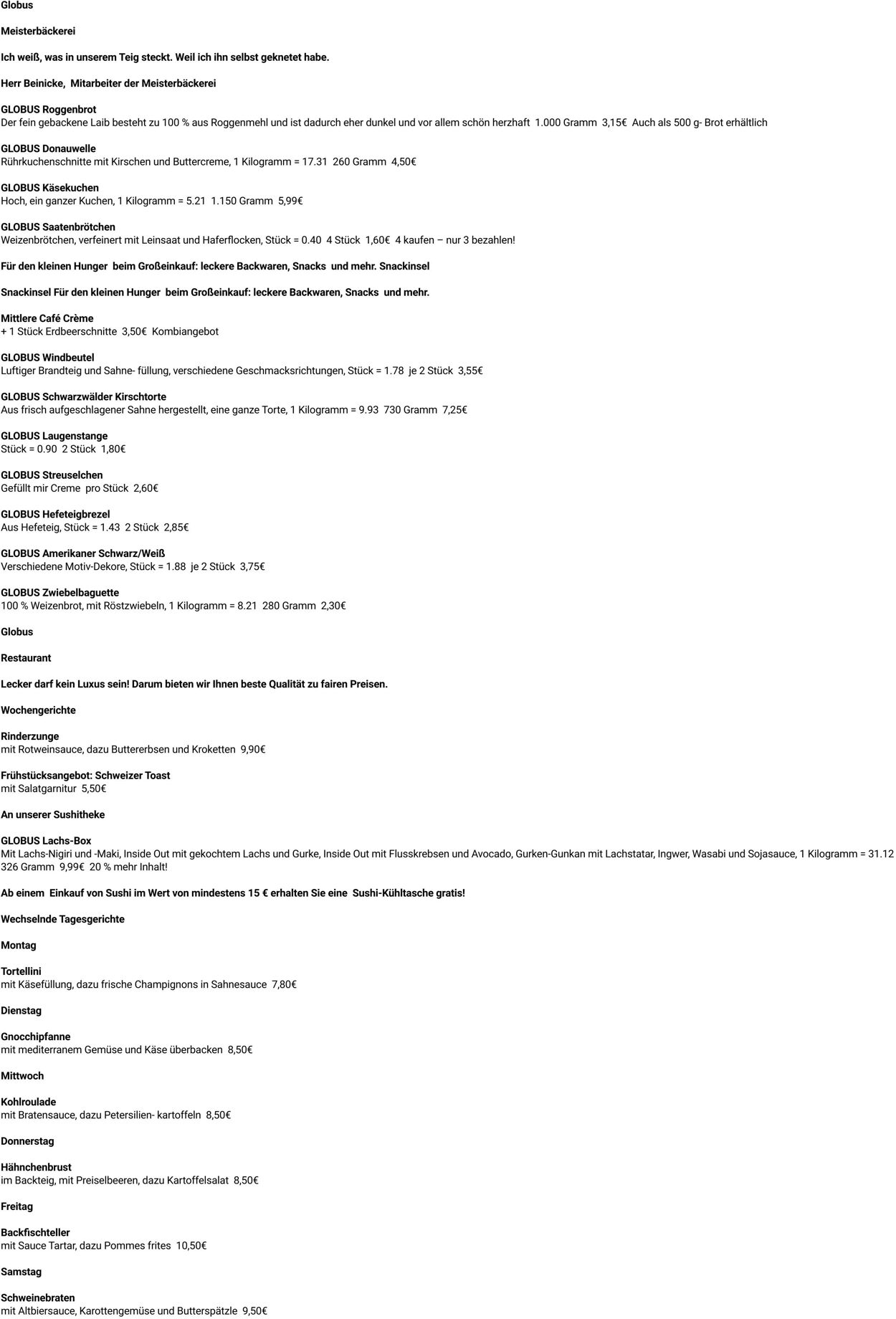 Prospekt Globus 08.09.2025 - 13.09.2025