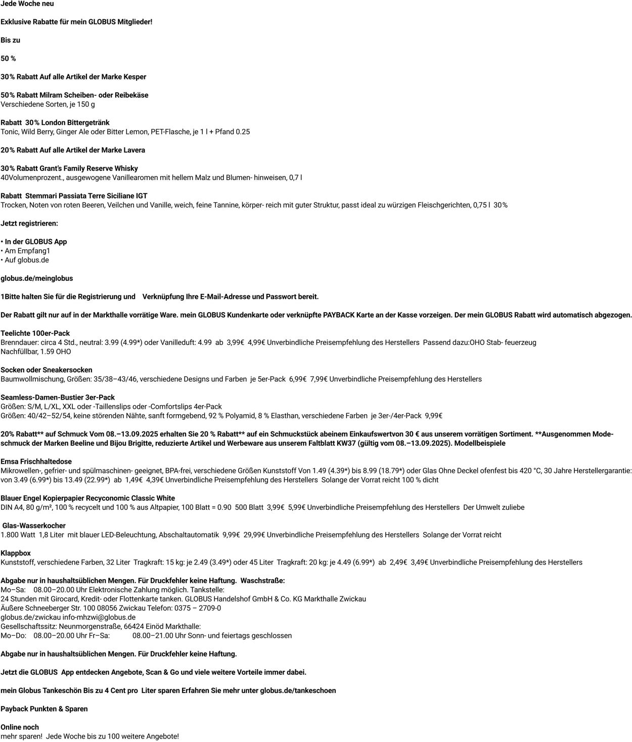 Prospekt Globus 08.09.2025 - 13.09.2025
