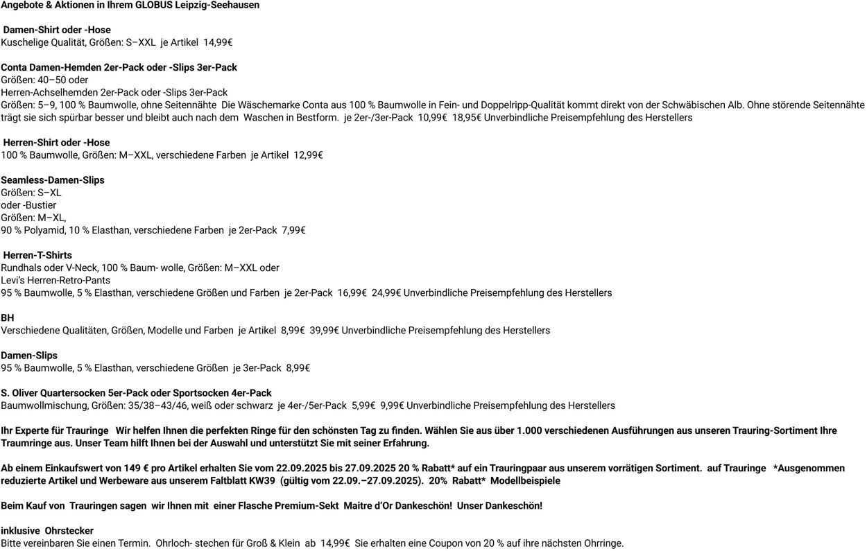 Prospekt Globus 22.09.2025 - 27.09.2025